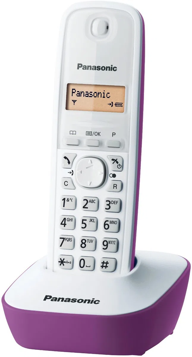 Panasonic KX-TG1611FRF DECT-Schnurlostelefon ohne Anrufbeantworter, Violett/Weiß