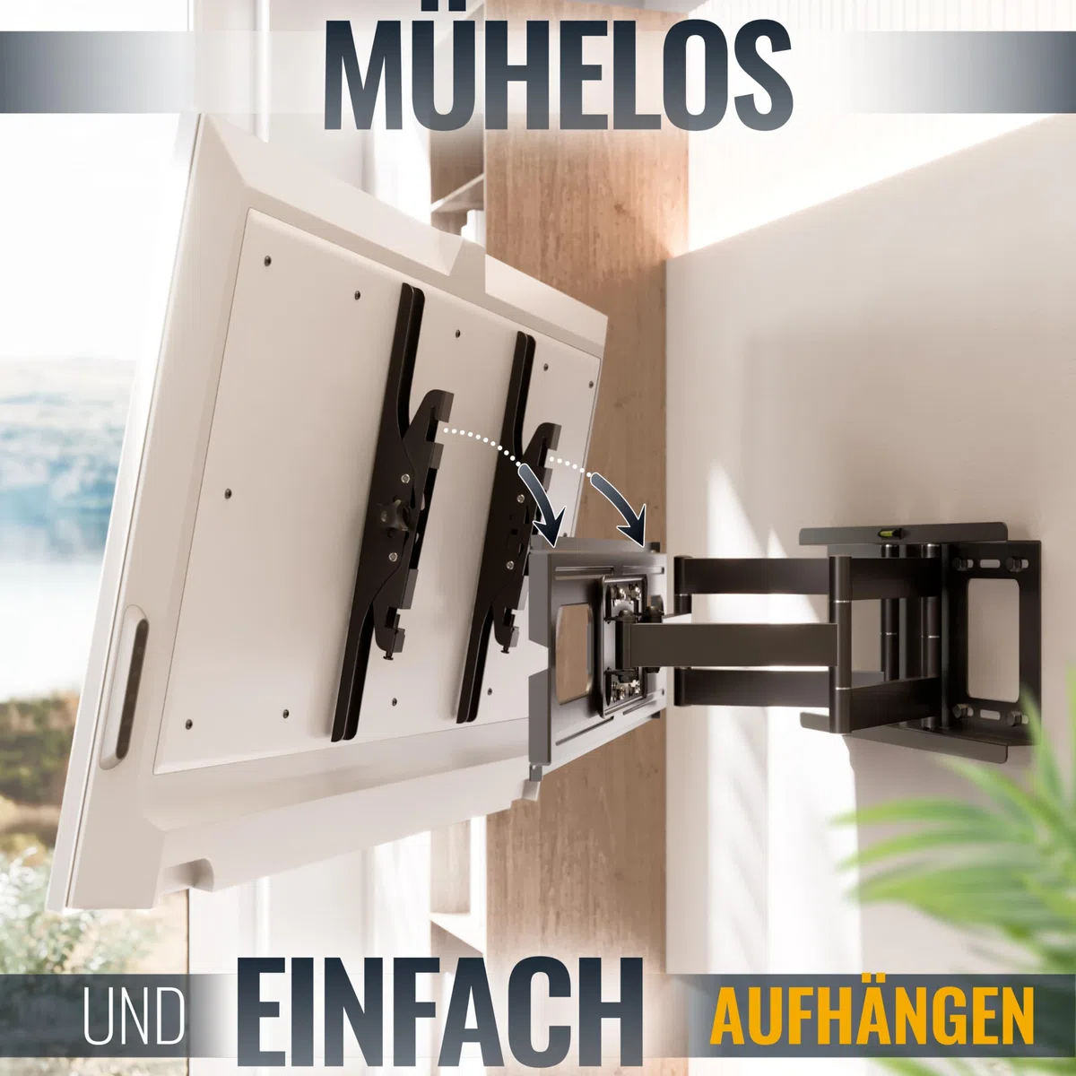 RICOO TV Wandhalterung Schwenkbar für 40-85 Zoll Fernseher Halterung Wand Fernsehhalterung Neigbar Universal Smart Flach OLED Curved Schwenkarm R06 Fernseh-Arm bis 95 Kg & VESA 600 (400) x 400 mm