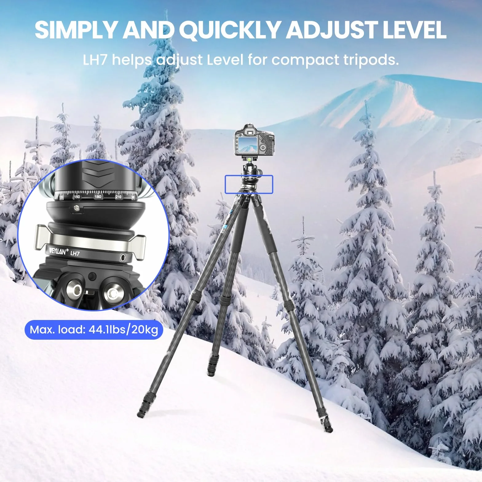 WEYLLAN LH7 Stativkopf Nivelliersockel, Tripod Leveling Base, Stativ Nivellierbasis Leveling Base, Stativkopf Nivellierbasis, Kamera-Nivellierer, für DSLR Kamera Camcorder Stative, Tragfähigkeit 10kg