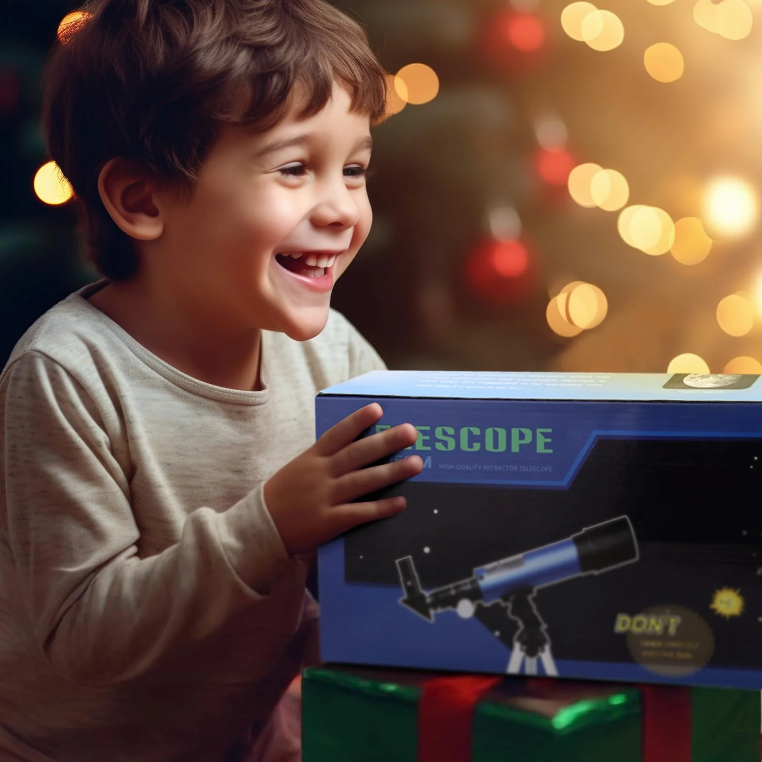 Cowiewie Teleskop für Kinder Teleskope Outdoor Weltraum Astronomie Anfänger Enthält Zwei Okulare Tragbares Refraktor Spektiv mit Stativ Geschenke