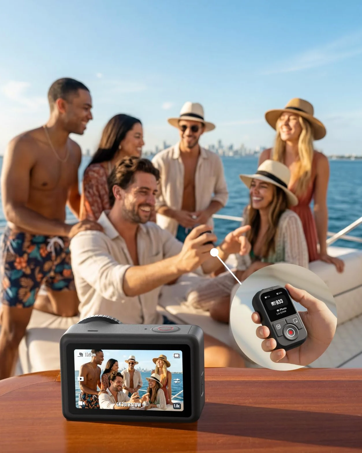 TELESIN T13 Bluetooth-Fernbedienung für DJI Osmo Action 6/5 Pro/4 & Osmo 360, HD-Farbbildschirm drahtlose Kamera-Fernbedienung, 60m Langstrecke, Wasserdicht, 8H-Batterie, Foto-Video Time-Lapse-Steueru
