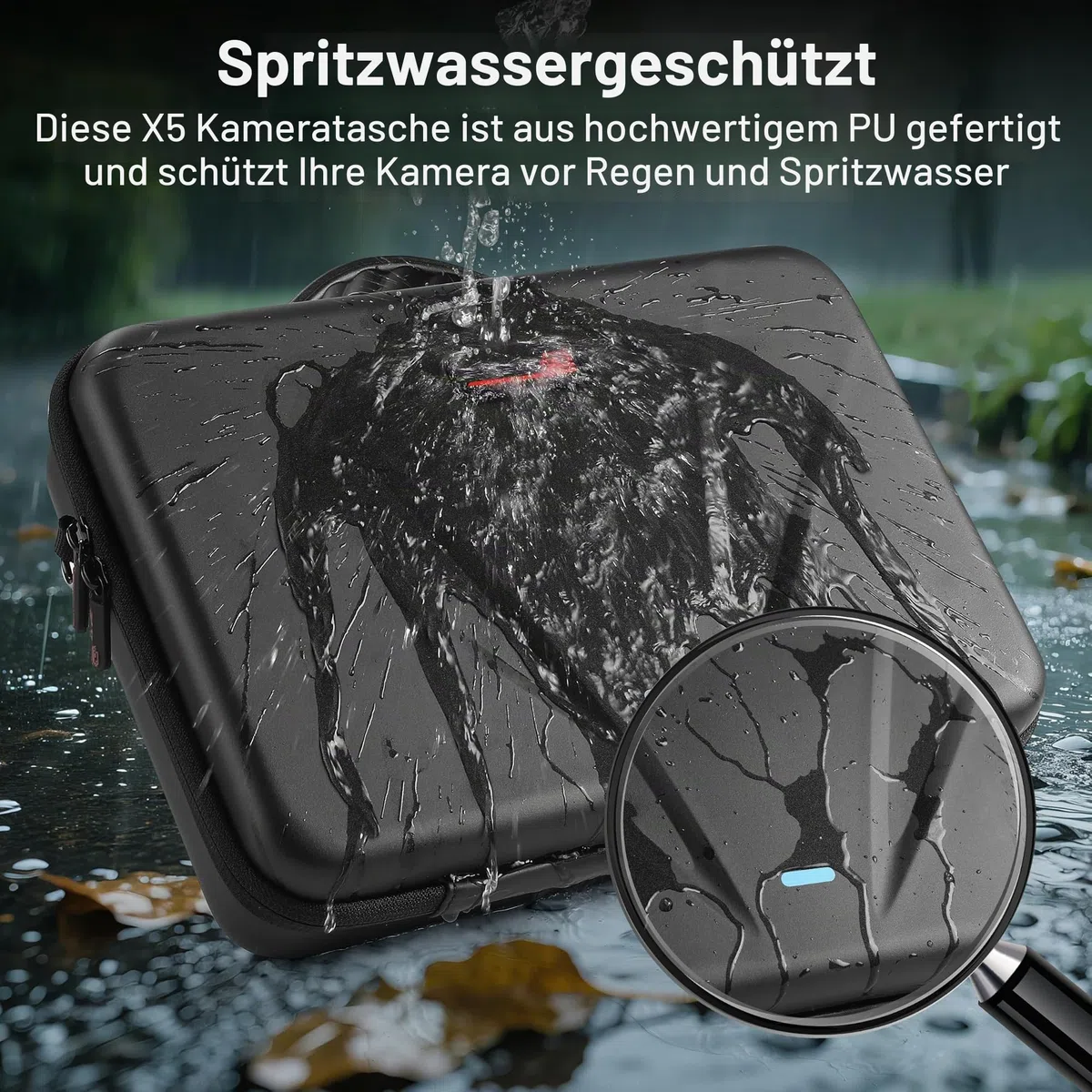 Tragetasche für Insta360 X5, große Kapazität, wasserdichte Reisetasche, Schutzhülle für Insta 360 X5 Zubehör, für Metallkäfig, Lade-Hub, Bullet Time 2.0, faltbarer Selfie-Stick