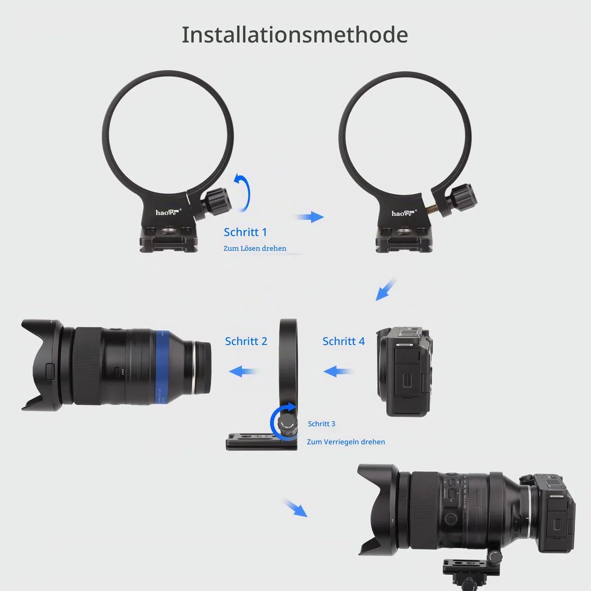 Haoge Objektivkragen für Tamron 35-150 mm F/2-2.8 Di III VXD A058 Objektivständer Basis Fuß Stativ Mount Ring, integrierte Arca-Typ-Schnellwechselplatte