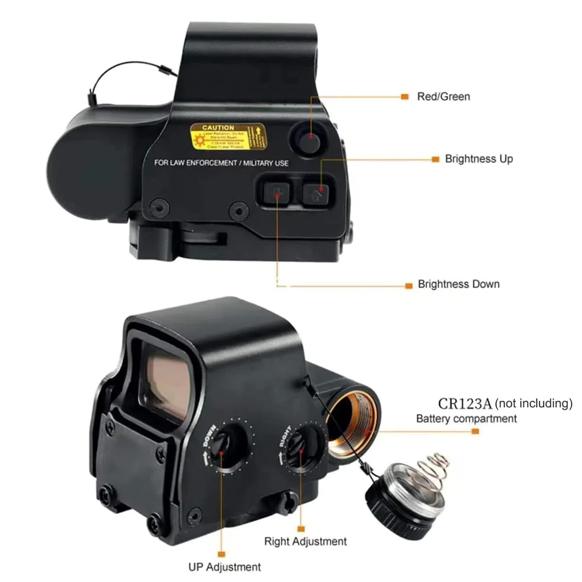 558 Holographic Sight Grün-/Rotpunkt-Zielfernrohr mit Schnellverschluss für 20-mm-Picatinny-Schienenmontage (schwarz)