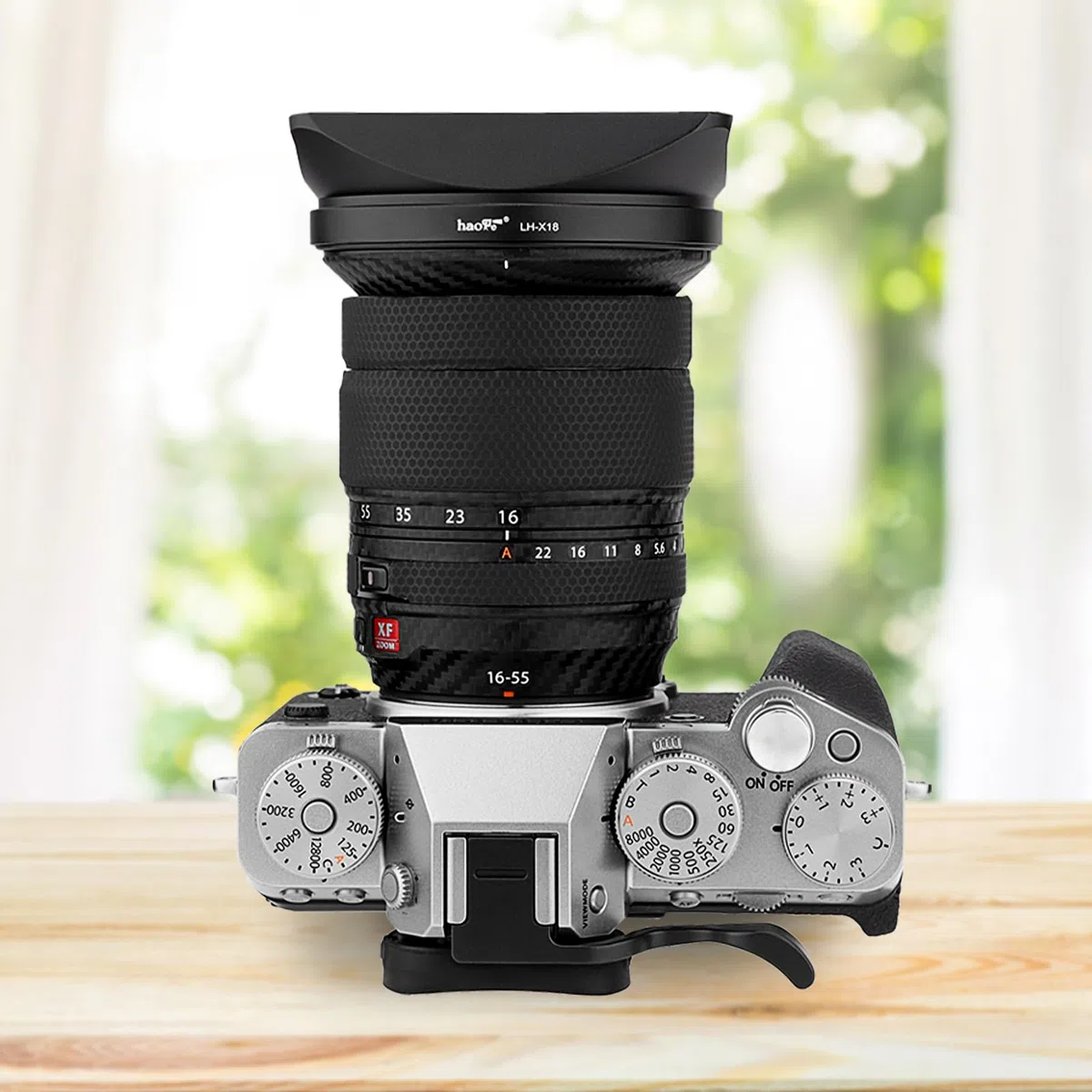 Haoge LH-X18 Bajonett-Gegenlichtblende aus Metall, quadratisch, mit Kappe für Fujifilm XF16-55 II, Fuji Fujinon XF 16-80mm F4 R OIS WR Objektiv