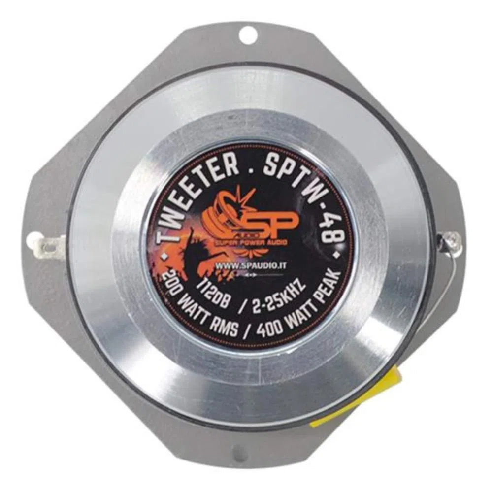 SP Audio 1 SUPER Tweeter SPTW-48 SPTW48 10,00 cm 100 mm 4" Durchmesser 200 watt rms 400 watt max impedanz 4 ohm empfindlichkeit 112 dB Auto Silber, 1 stück