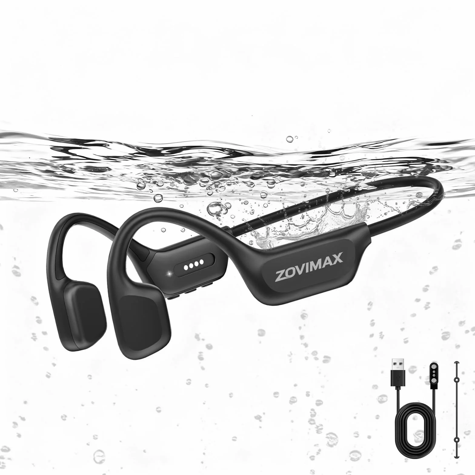 Militär Knochenschall Kopfhörer, Bluetooth 6.0, IP68 wasserdichte Schwimmen Sportkopfhörer mit MP3-Player 8G Speicher, 12h Laufzeit Windschutz Open Ear Sportkopfhörer, Schwimmen/Laufen/Radeln