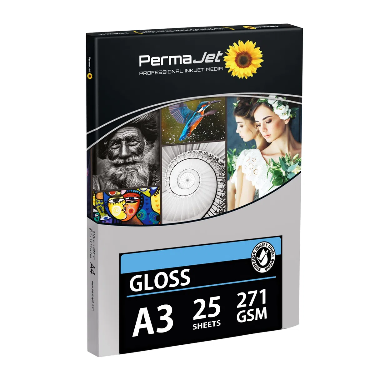 PermaJet 50822 Gloss Druckerpapier 271 g/m² A3 soforttrocknend mit Harz beschichtet 25 Blatt