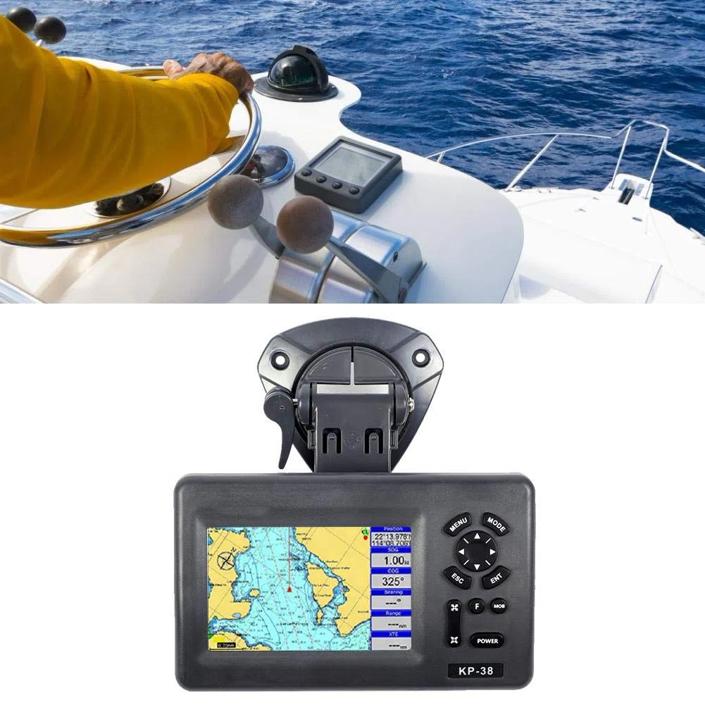 GPS Kartenplotter Boot Marine Navigator, 5 Zoll Farb-LCD IPX5 Wasserdichter Satellitennavigator für Boote