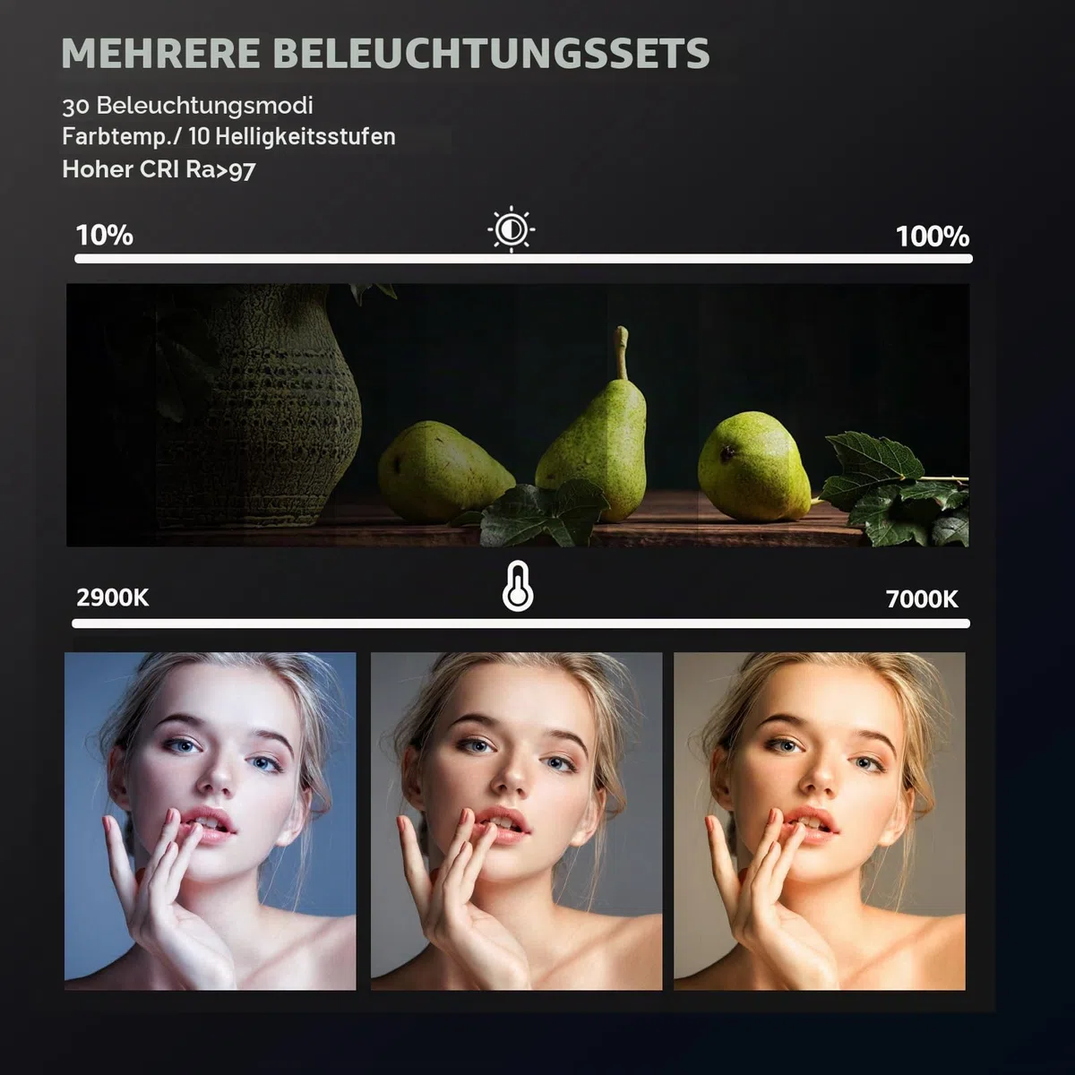 2-Pack Fotografie Beleuchtung Kit, NiceVeedi 25W LED Video Licht Kit, 2900-7000K Dimmbare Studio Licht mit Stativständer und Ladegerät, 185cm Stream Licht für Videoaufnahme, Schießen, YouTube