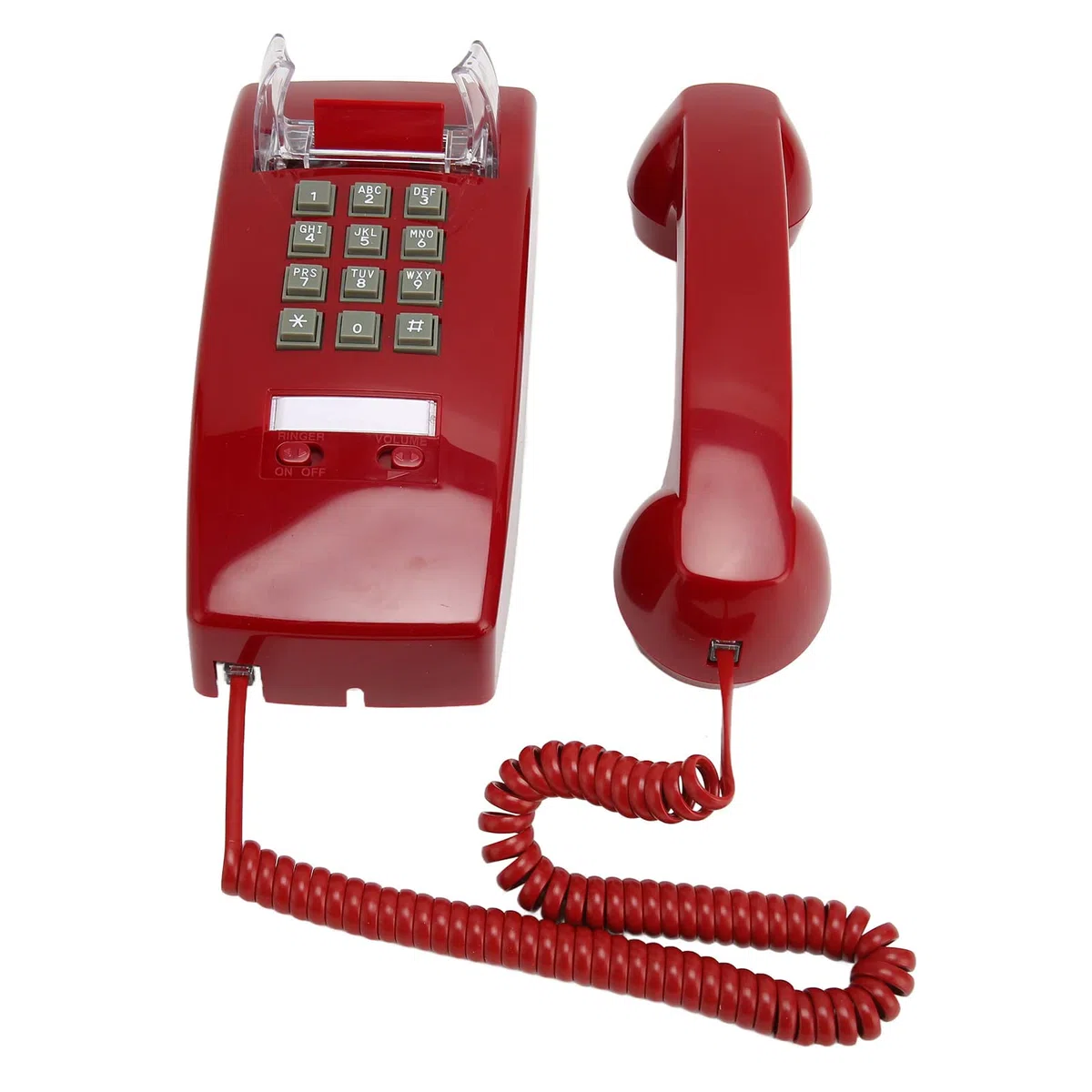 Retro-Wandtelefon Im Alten Stil, Wasserdichtes Schnurgebundenes Festnetztelefon mit Hörer-Lautstärkeregler, Vintage-Wandtelefon für Zuhause, Hotel, Schule und Büro - Rot