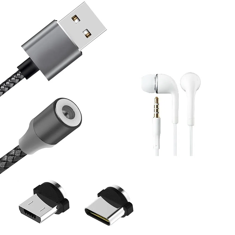 K-S-Trade Qualitativ & Innovativ Hochwertiges Magnet-Lade-Kabel Sync-Kabel Daten-Kabel + Kopfhörer Für Samsung Galaxy A04s Mit USB-Typ-C-Anschluss