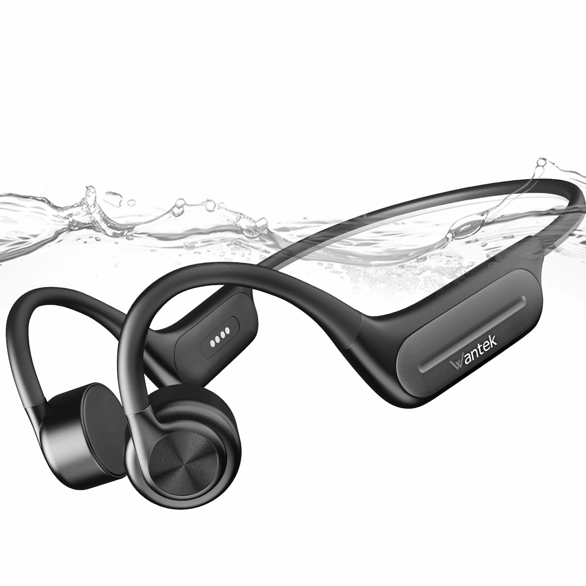 Wantek Knochenschall Kopfhörer Bluetooth 5.3,Open Ear Schwimmen Kopfhörer Eingebaute 32GB Speicher MP3,Kabellos Sport Kopfhörer IP68 Wasserdicht für Läuft Radfahren Trainieren Wandern Schwimmen
