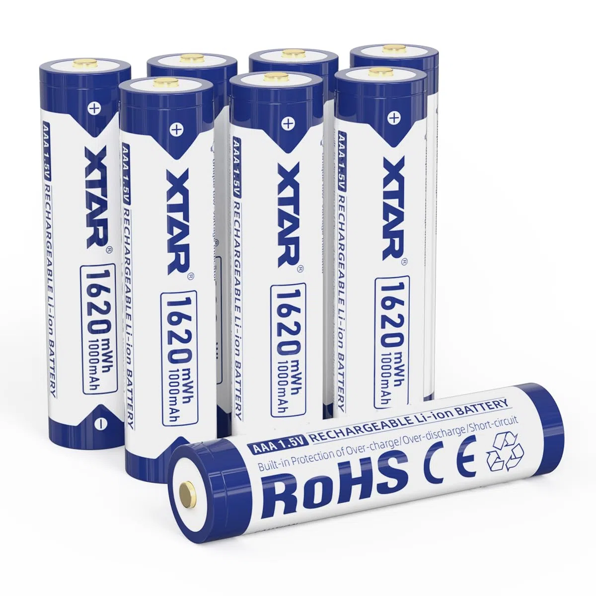 XTAR wiederaufladbare AAA Batterien 1,5V Lithium (8er Pack) – 1620mWh für Kamera, Spielzeug, Maus – Lange Haltbarkeit, Schnellladefähig