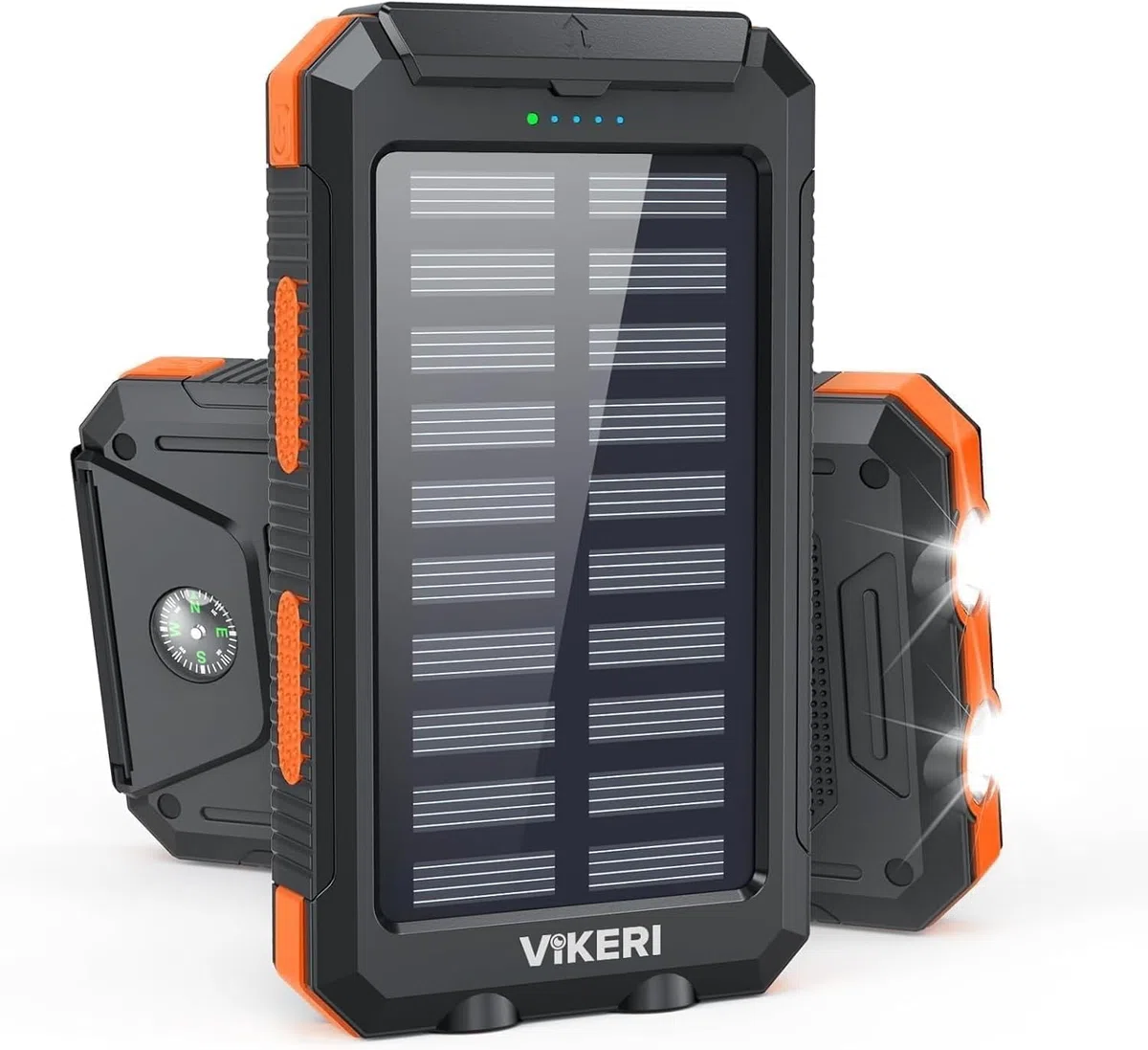 Vikeri Solar Powerbank 26800mAh, Powerbank Solar Wasserdichtes USB C Externer Akku mit 4 Outputs, Power Bank für Smartphones, Tablets und mehr (Dunkelorange)