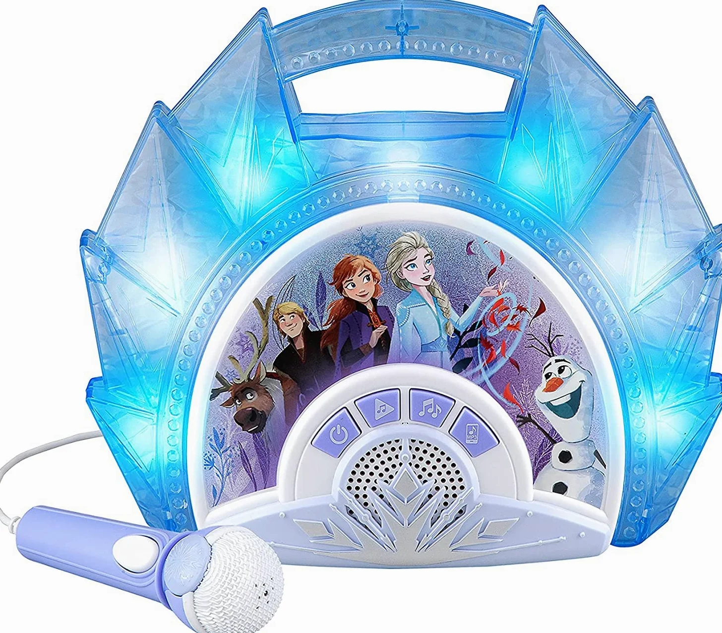 eKids FR-115 Lizenzierte Disney Frozen Karaoke Boombox mit Mikrofon und Audio Eingang für Kinder ab 3 Jahren