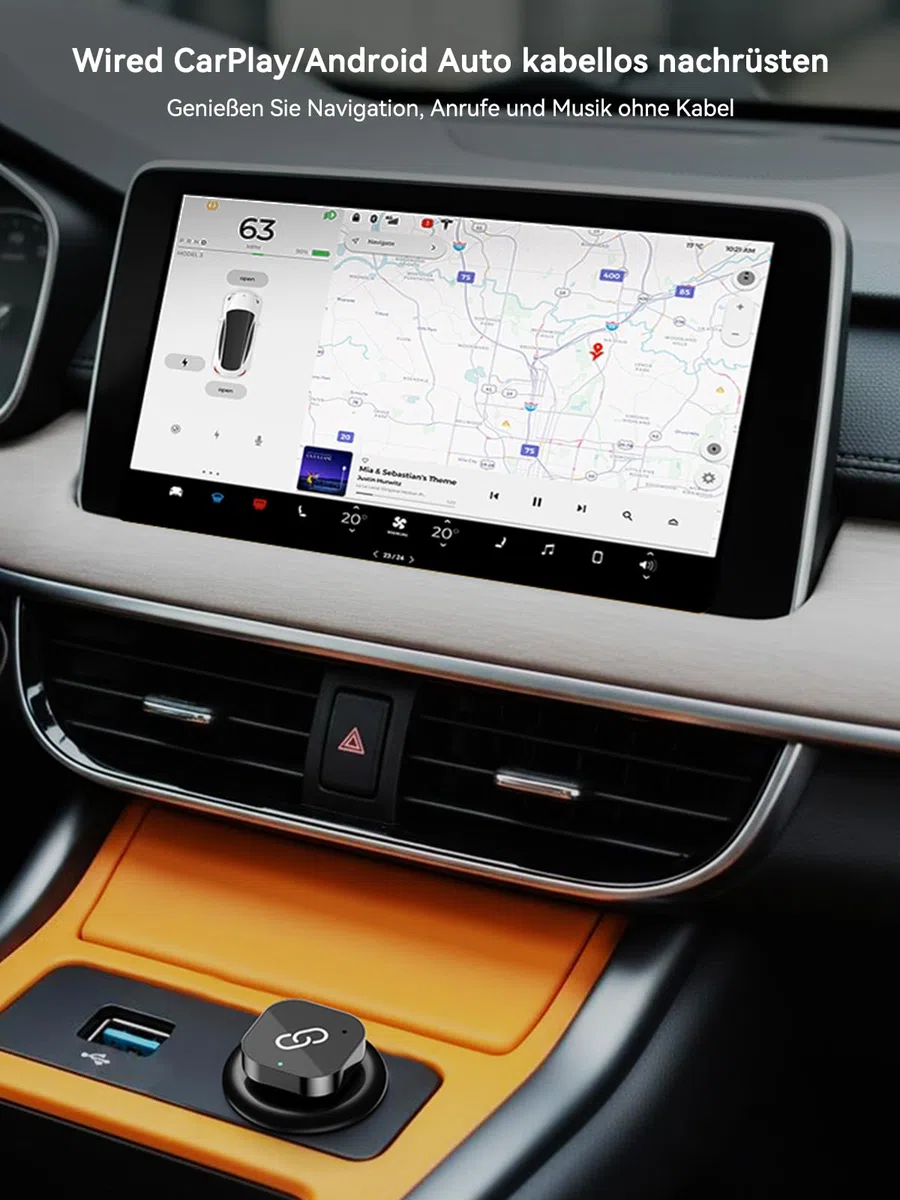 Spedal 2-in-1 Wireless CarPlay & Android Auto Adapter, USB-A/C Dongle, Wired zu Wireless, 5.8GHz WLAN, Bluetooth 5.3, Plug & Play, kompatibel mit Fahrzeugen ab 2016 (Hochglanz Schwarz)