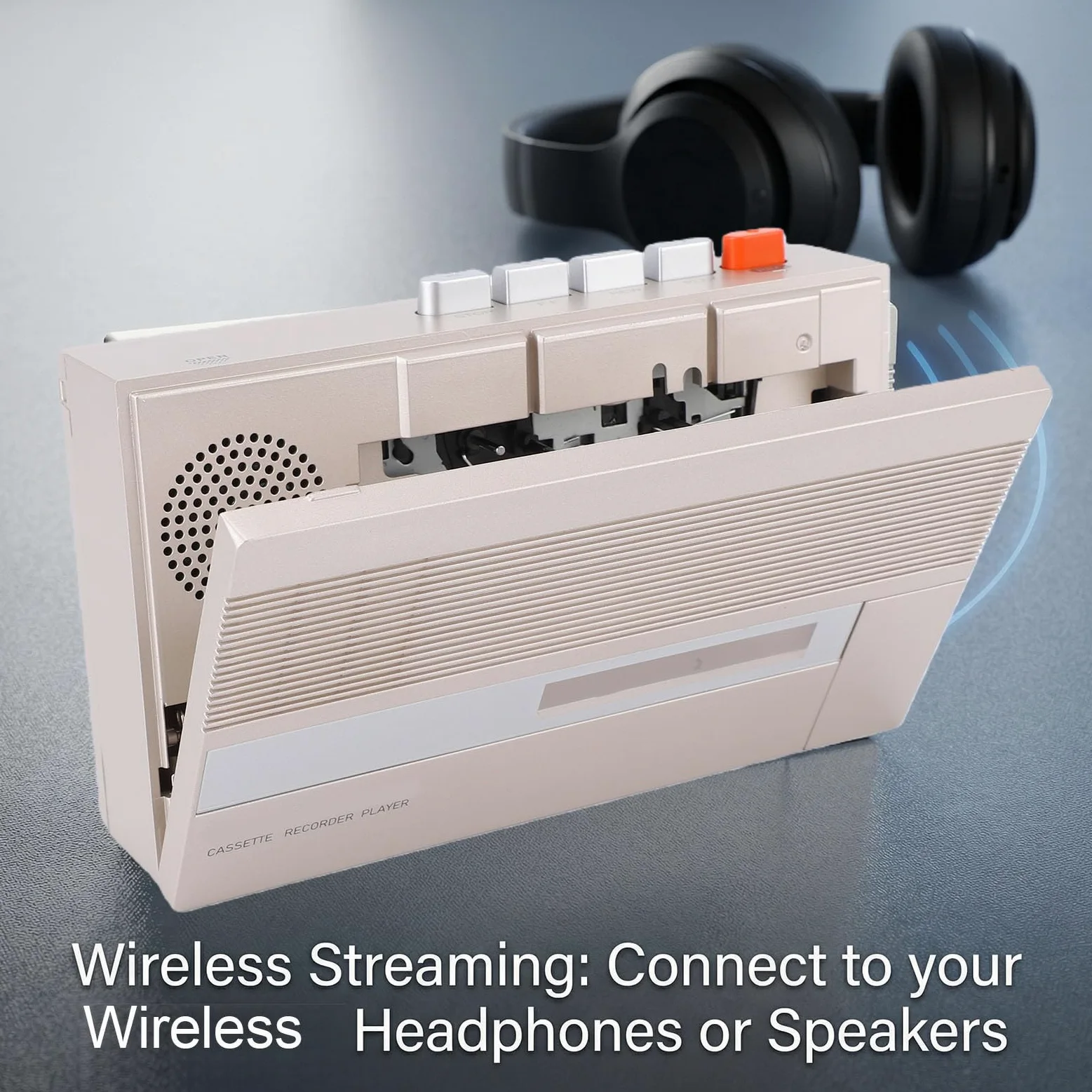 Tragbarer Kassettenspieler, Bluetooth-Kassettenrecorder mit Integriertem Lautsprecher und Kopfhöreranschluss, Kassetten-Digitalkonverter und -Player