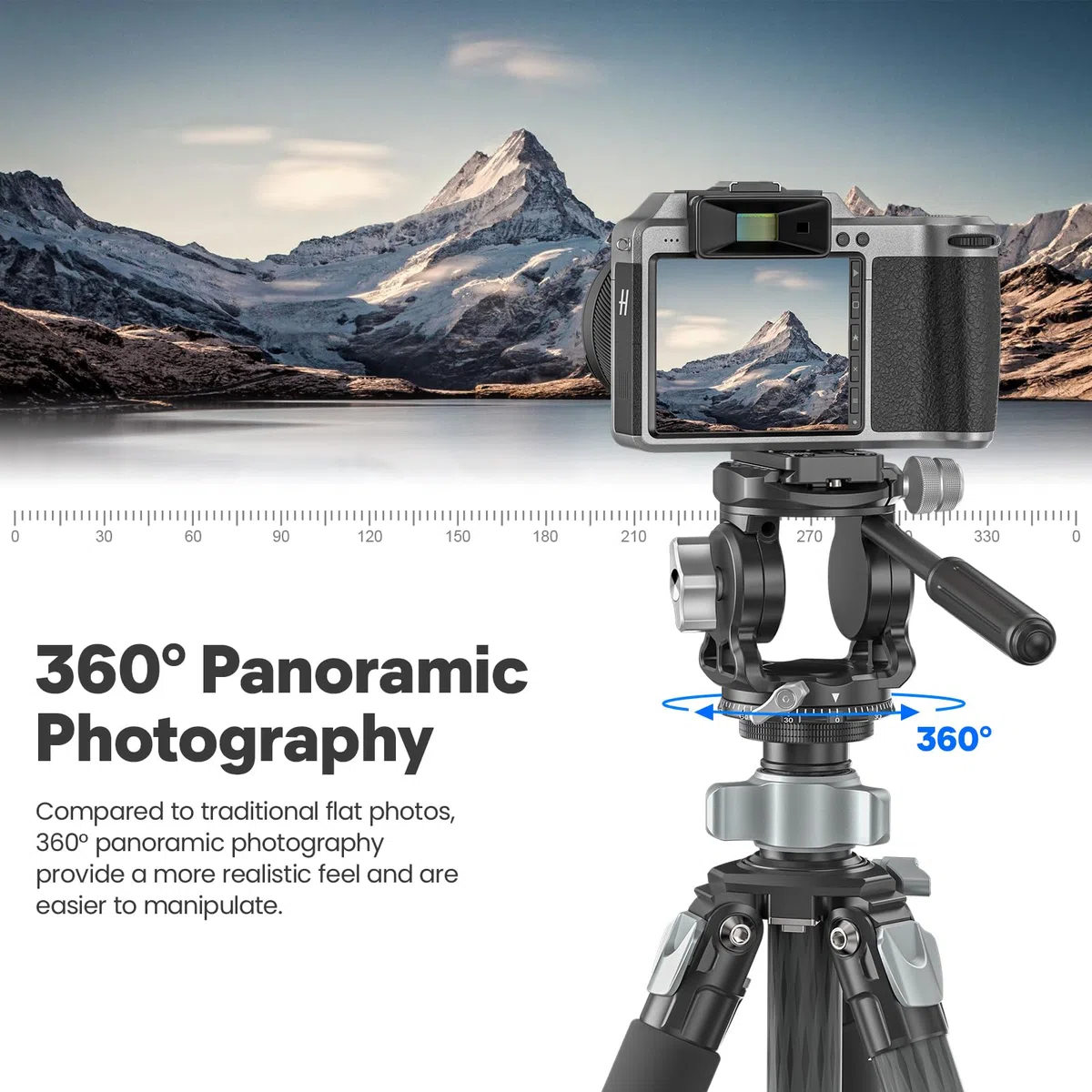 WEYLLAN VH7 Stativkopf für Kamera mit Arca Swiss Quick Release Plate, Fluid Head Stativ für DSLR Kamera Camcorder, Metall Panoramavideo Stativ Fluid Head Pan Tilt, Max Load 17lbs/8kg