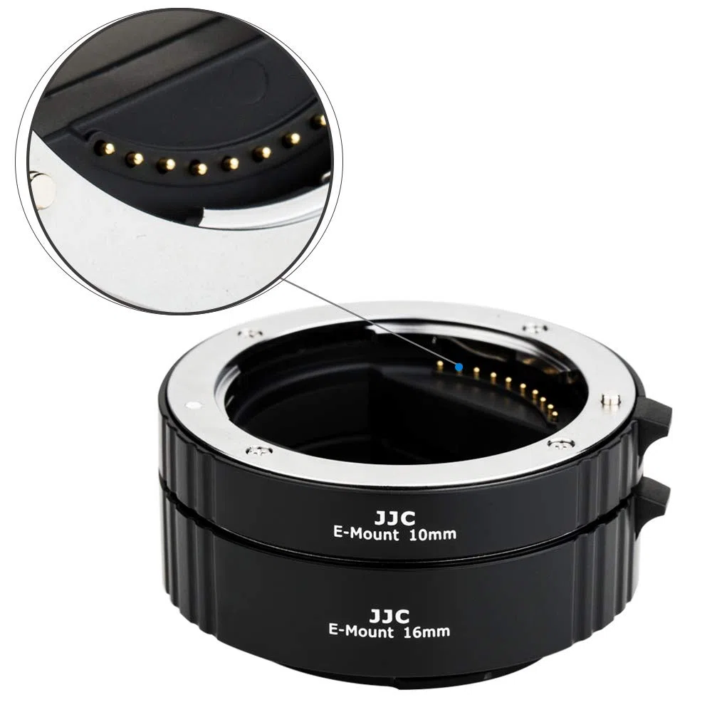 JJC Autofokus AF Makro Zwischenringe Set 10MM 16MM für Sony E Mount DSLR Kameras Objektiv, Zwischenringsatz Macro Extension Tube