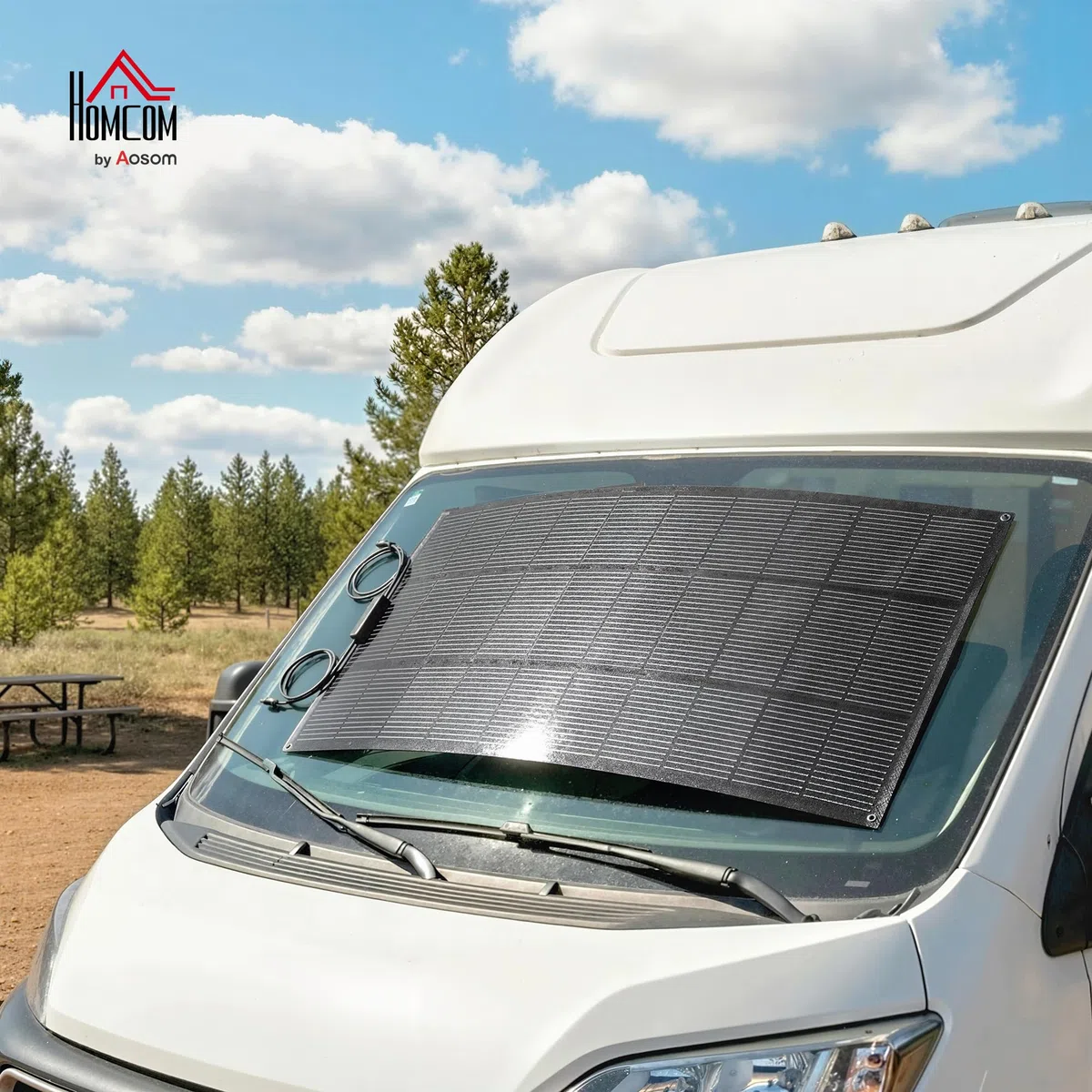 HOMCOM Solarpanel 100W 18V Tragbares Outdoor Solarladegerät mit 2 USB, LCD-Anzeige IP67 Wasserdicht Solar-Ladegerät für Auto, Boot, Wohnmobil, Camping Outdoor