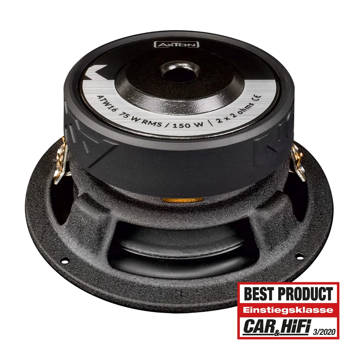 AXTON ATW16: 16 cm Subwoofer, Basstreiber für Autos, 2 x 2 Ohm, 75 W RMS
