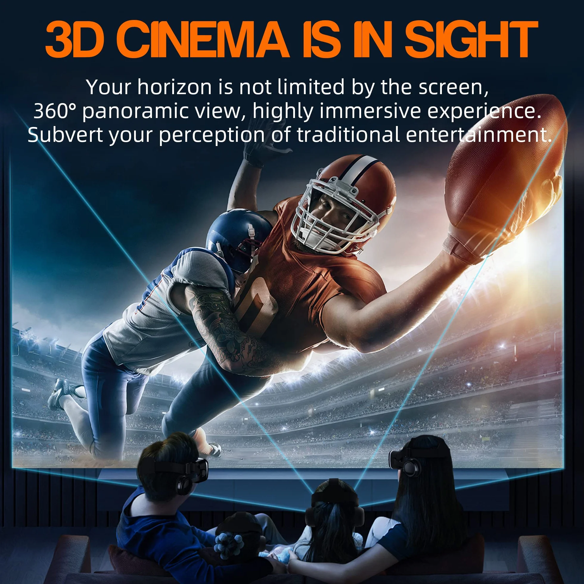 3D VR Brille mit HiFi Kopfhörern, Immersive Virtual Reality für Spiele & Filme, Ergonomisches Design, Unterstützt 4,7-7,2 Zoll Smartphones, Weihnachten Geschenk für Kinder