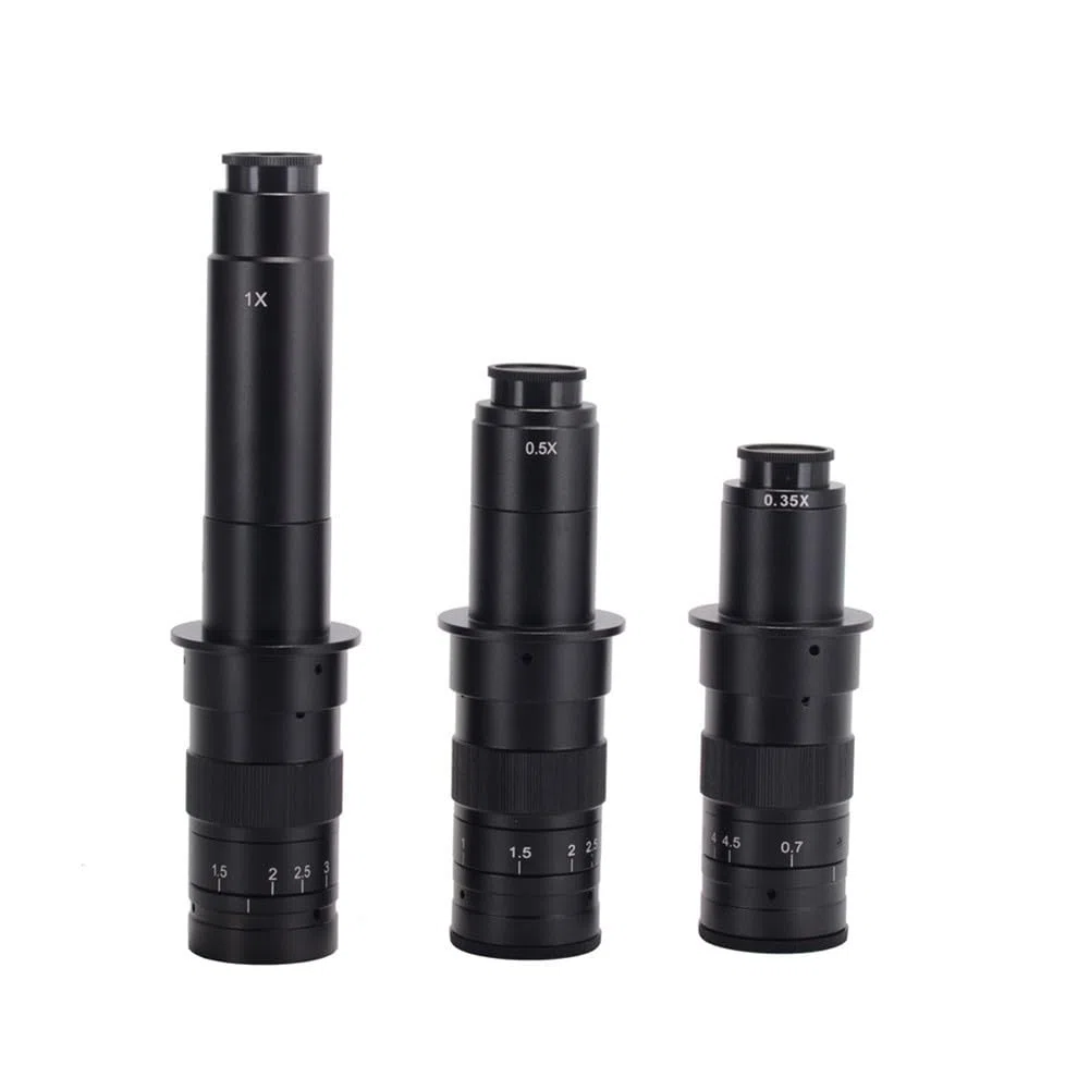 Mikroskop-Objektiv, C-Mount-Zoomobjektiv, Industriekameraobjektiv, 0,7–4,5-fache Vergrößerung, Legierungsbau, für Videoinspektion, Leiterplatte, Schmuck