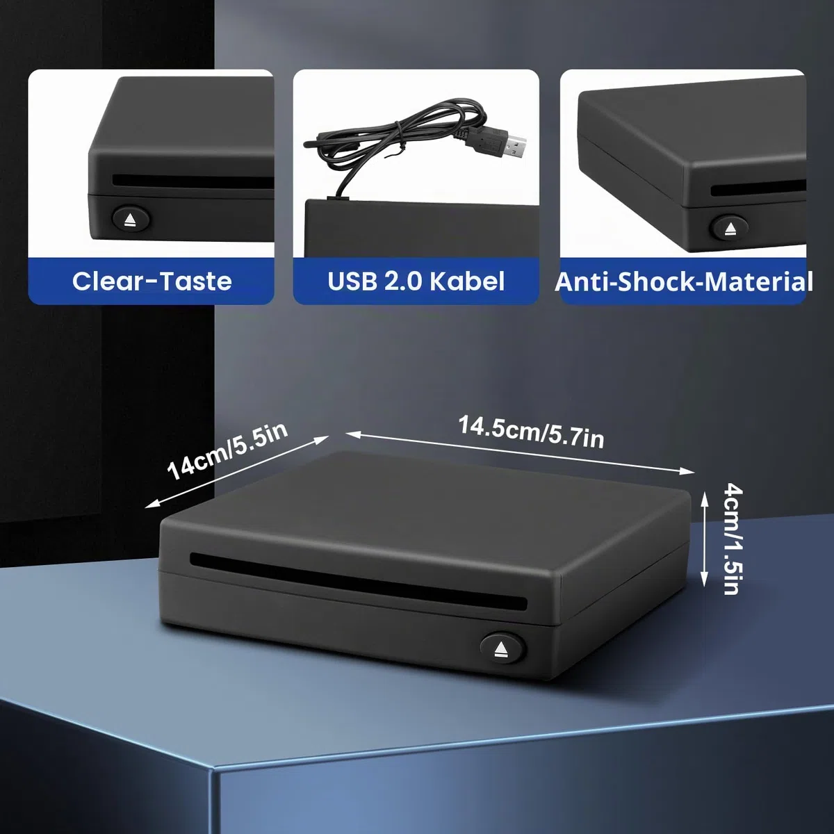 USB 2.0-Schnittstelle Autoradio CD/DVD Dish Box Player Externe Stereoanlage, Auto Radio CD/DVD Player Extern für Android Stereo Schnittstelle USB Anschluss für Auto Hause (Alte Version)