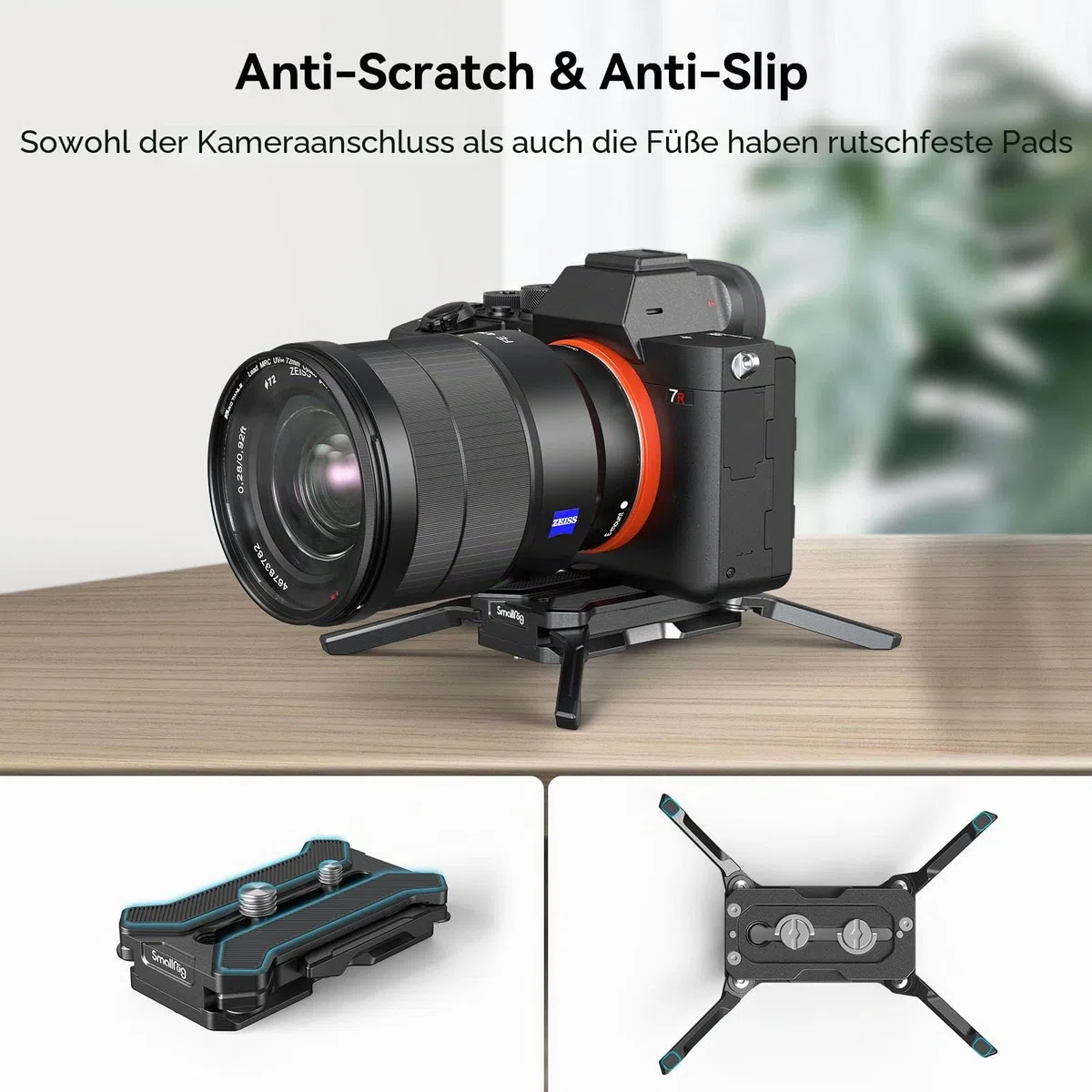 SMALLRIG Quick Release Plate Schnellwechselplatte für Arca-Typ, max. Belastbar mit 44,1lb/20kg, Faltbare Vierfüßige Halterung für Kameraobjektive Innerhalb von 5,9 Zoll/15cm - 3913