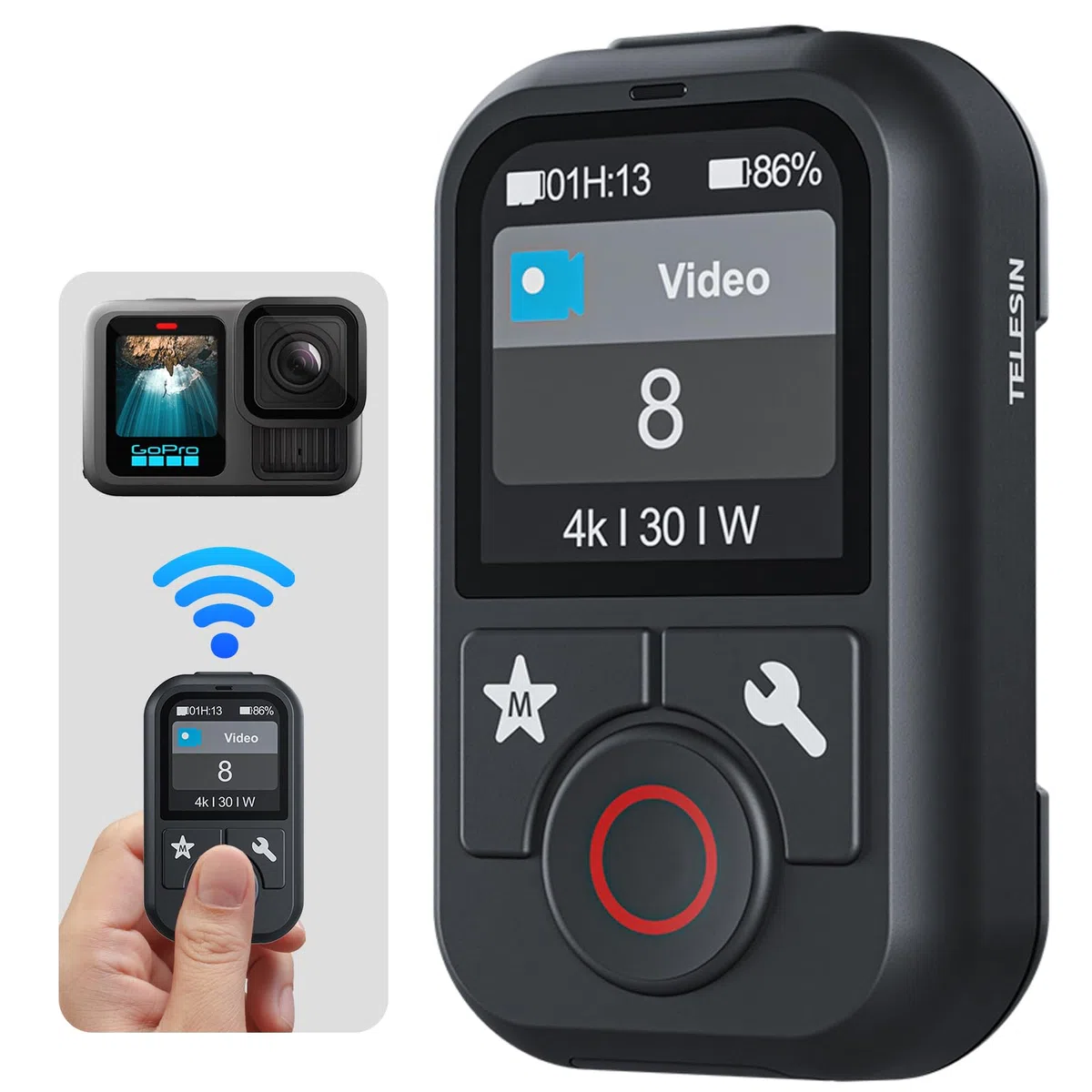 OBEST Remote Control für GoPro, Action Kamera Zubehör, Kompatibel mit der kabellosen Bluetooth-Fernbedienung mit Color Display, Smart Wireless Controller Kompatibel mit Go Pro 13 12 11 10 9 8 Max