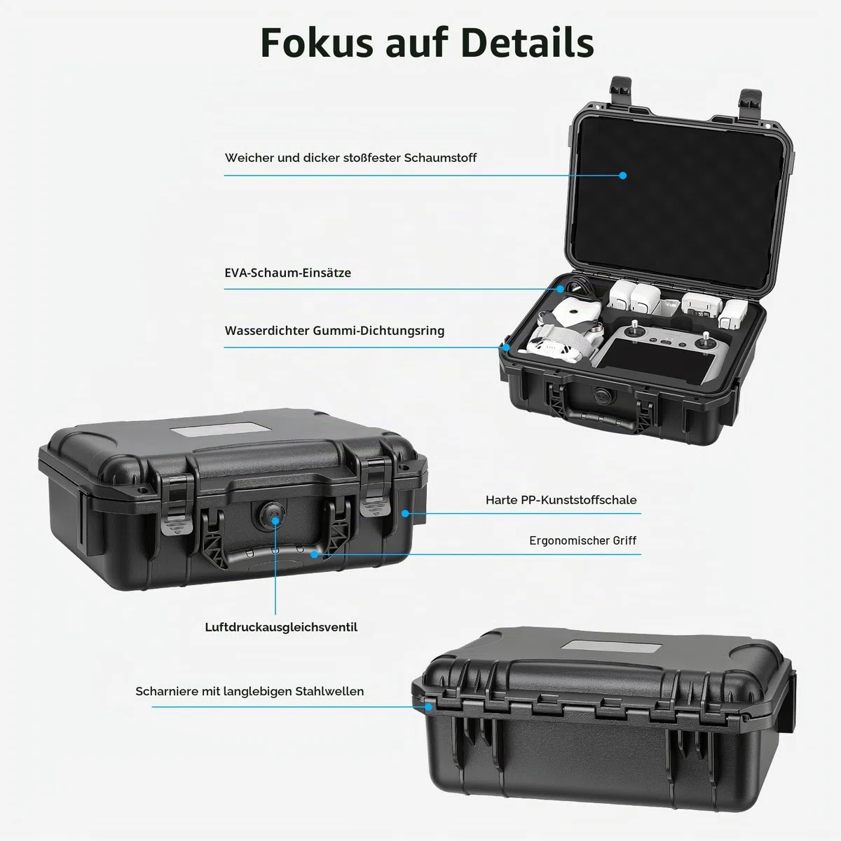 FPVtosky Wasserdichter Koffer für DJI Lito X1 Fly More Combo, Kompatibel mit RC 2 Fernsteuerung, Akkus, Ladehub und Zubehör [NUR Koffer]