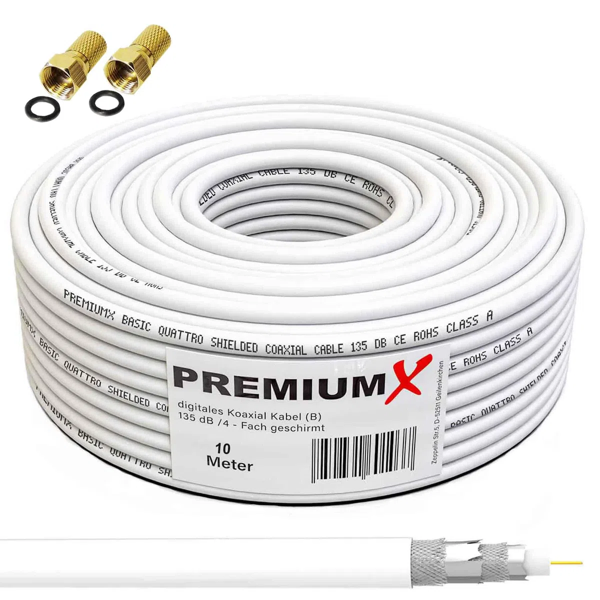 PremiumX Camping SAT Anlage komplett HD TV Receiver Satelliten-Finder Single LNB 10m Kabel F-Stecker kompakt im Koffer Camp-Zubehör