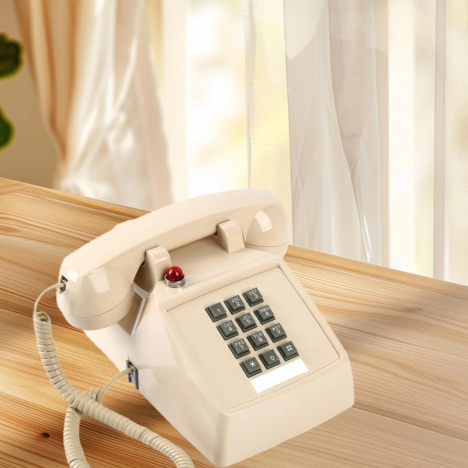 Retro Tischtelefon mit Schnur Und Robustem Metallfuß für Zuhause Und Hotel, 13 X 22,2 X 11,5 cm, Beige