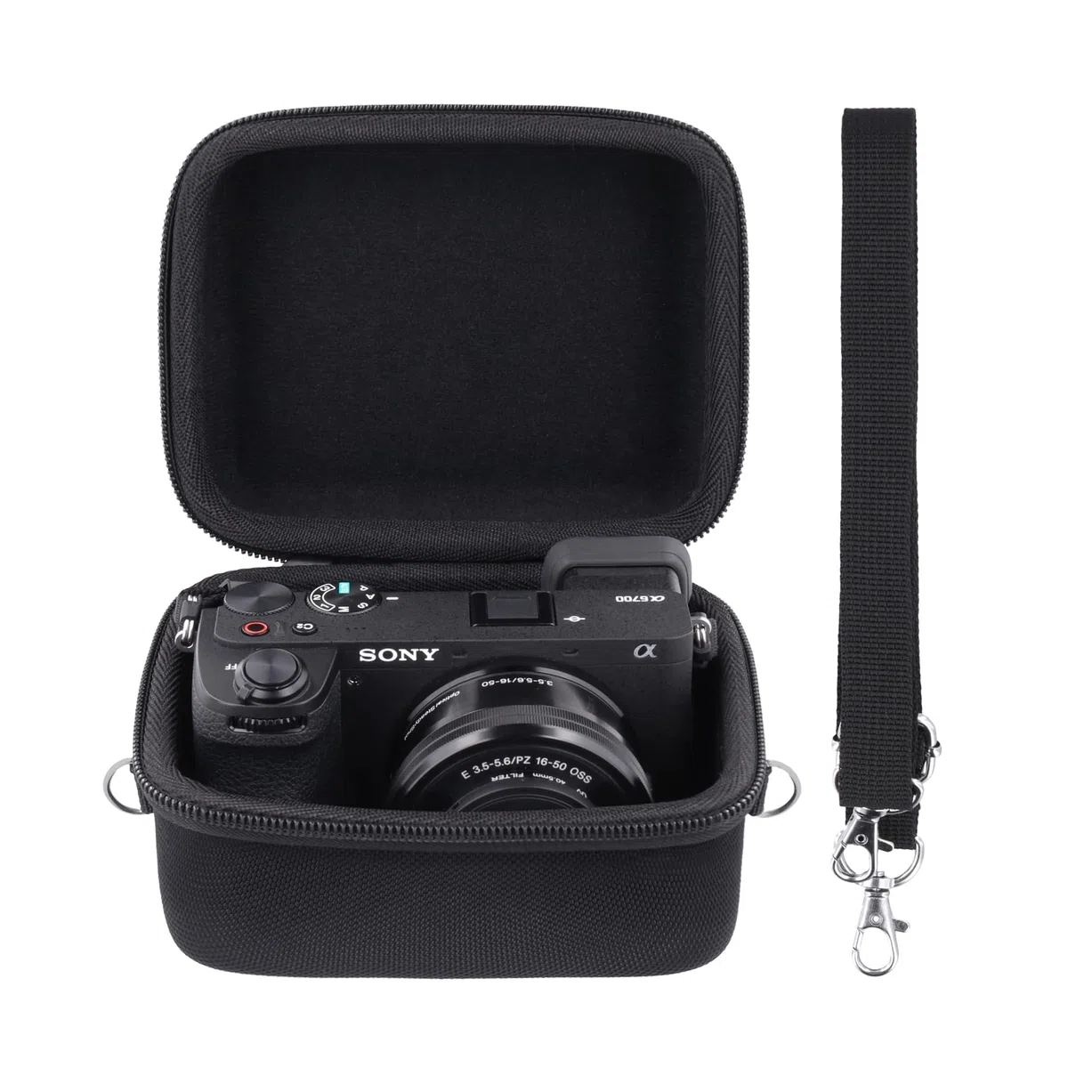Aenllosi Harte Hülle für Sony Alpha 6000 6300 6400 6500 6700 mit 16-50mm Objektiv Systemkamera, Schwarz (Nur Tasche)