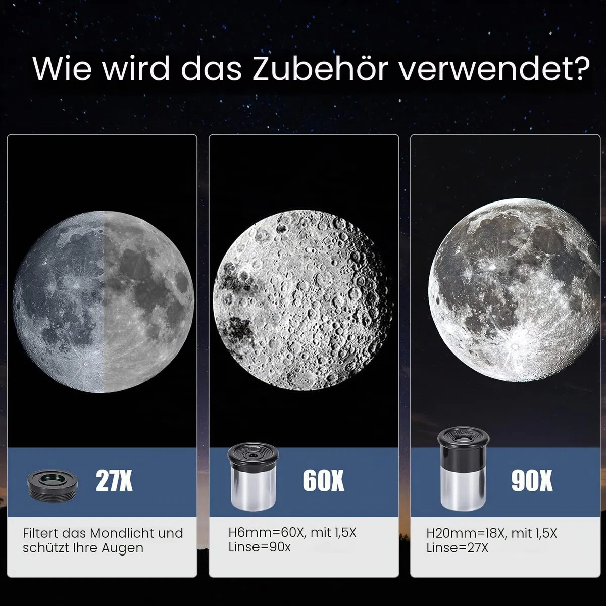 Astronomisches Teleskop für Kinder, Uverbon Teleskop für Astronomie, Teleskop, Zoom, 90 x HD, räumlich, Monokular, für den Außenbereich, mit verstellbarem Stativ für Kinder, Erwachsene, Anfänger