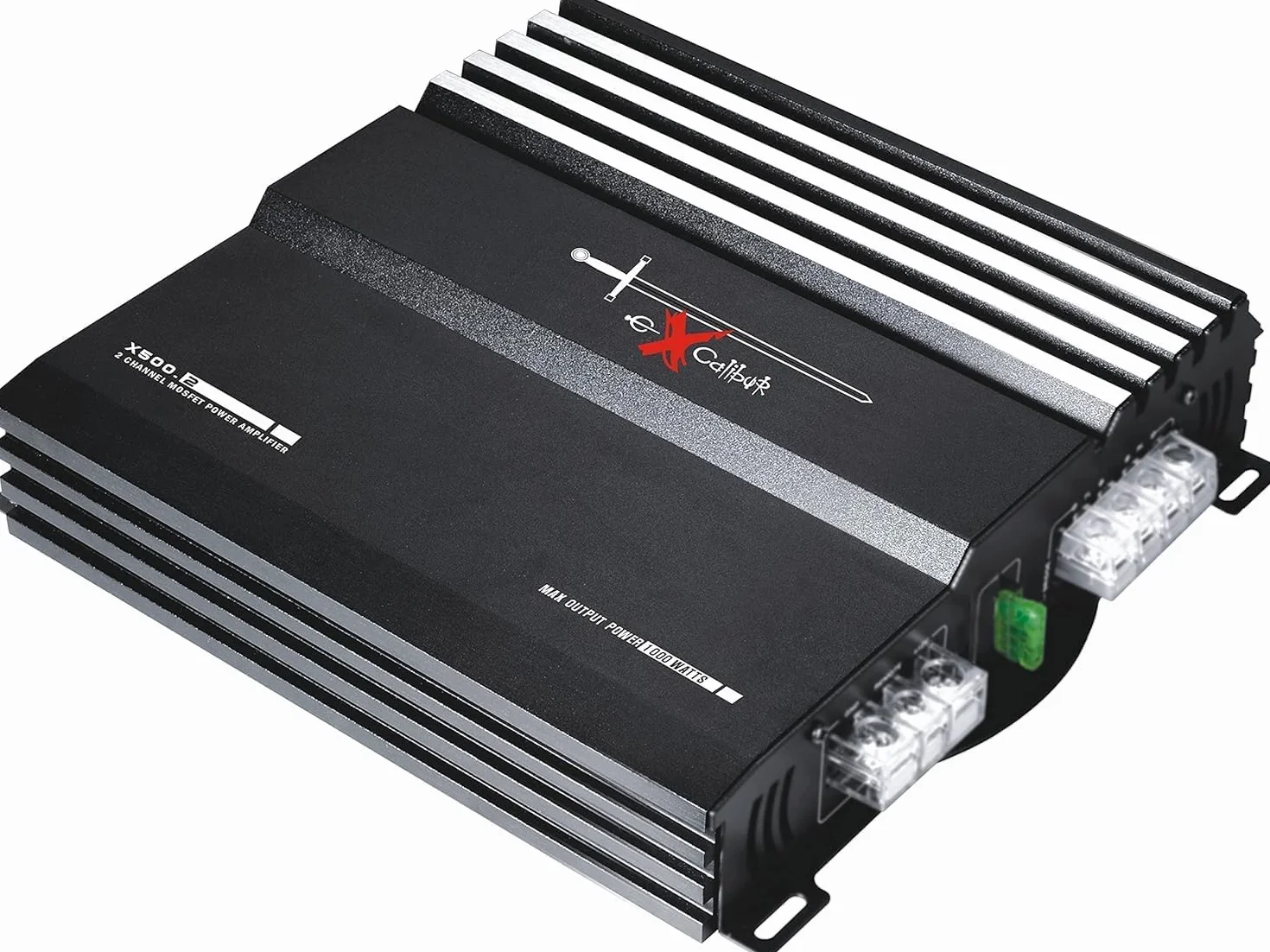 Excalibur X500.2 2-Kanal MOSFET Auto Verstärker Endstufe mit 1000W Maximalleistung 50W RMS und flexibler 1-4 Ohm Impedanz für ein kompaktes und leistungsstarkes Upgrade der Kfz-Audioanlage