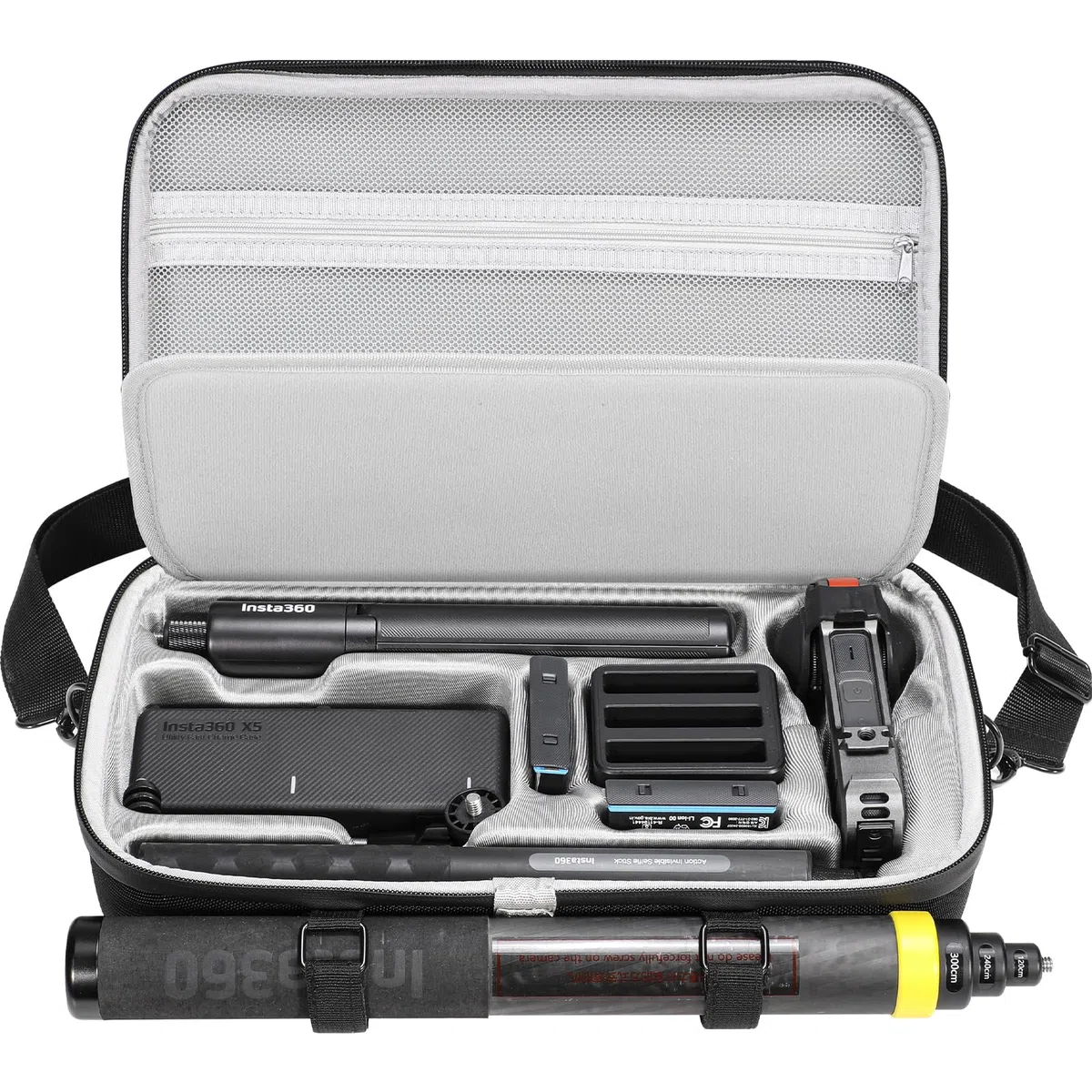 AMAZEAR Tragetasche für Insta360 X4 / X5 / X4 Air Koffer,Kompatibel mit 3m 9.8ft Extended Edition Selfie Stick,Tragbare wasserdichte Schultertasche für Insta 360 X5 / Insta 360 X4 air X3 ONE Zubehör