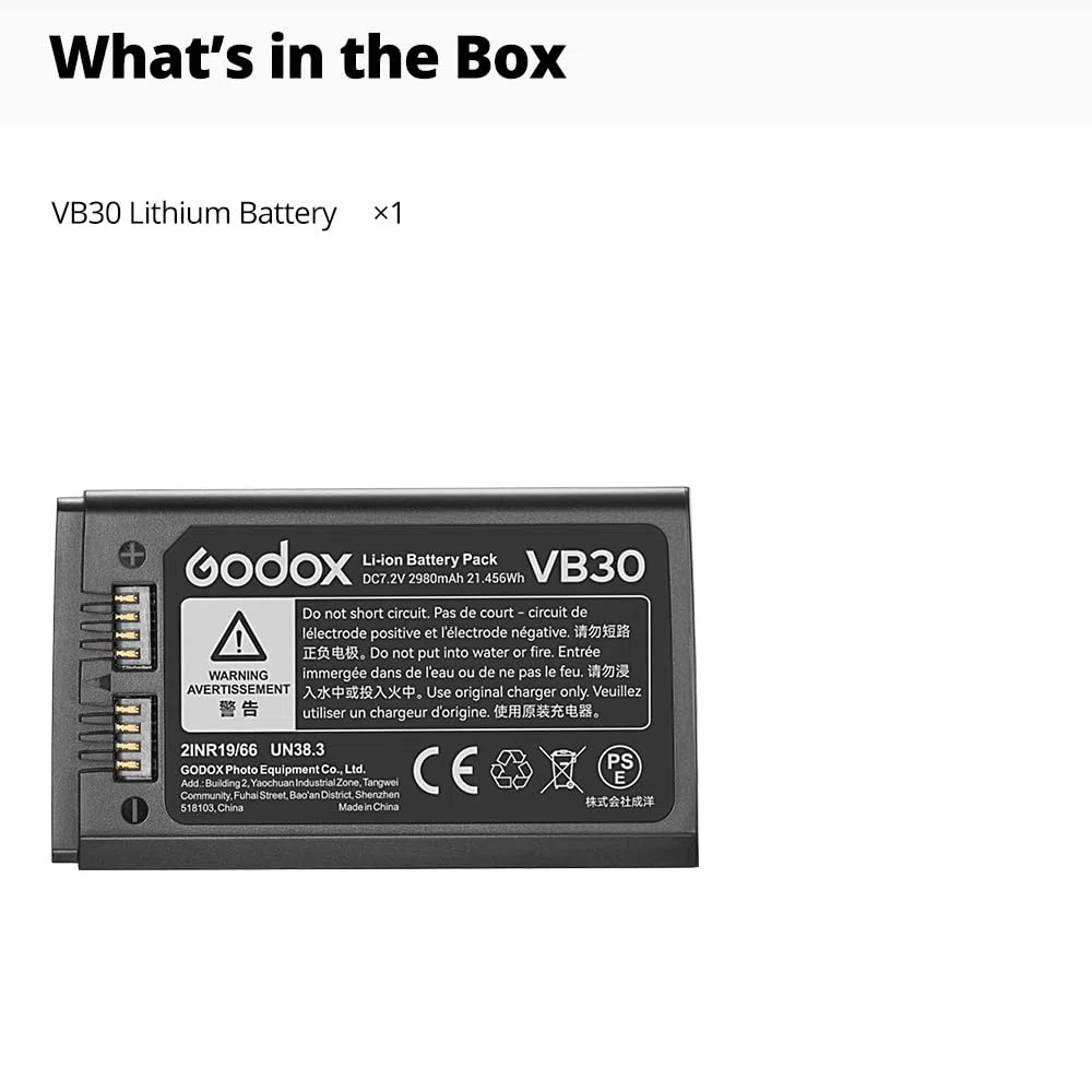 Godox VB30 Akku V100 V1Pro V1 PRO 7,2 V/2980 mAh Li-Ionen-Akku Pack für GODOX V100 V1PRO-S V1PRO-N V1PRO-C V1PRO-F V1PRO-O V1PRO Flash und V1 V860III V860III-S V860III-C V860III-C V8600III-C