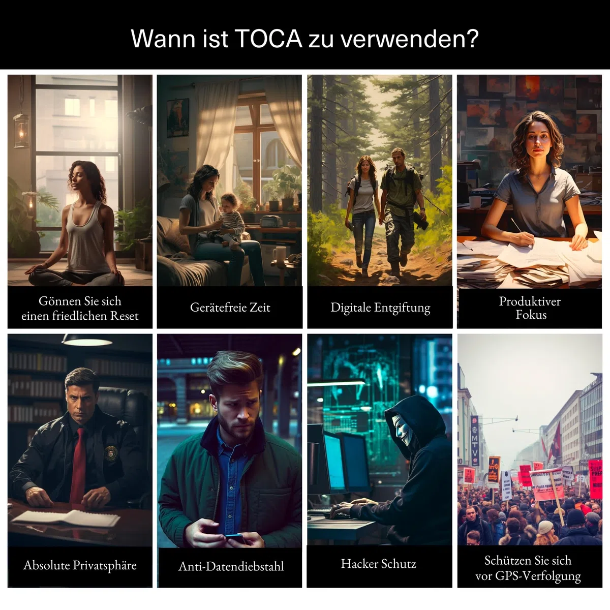 TOCA Faraday Bag No Signal Sleeve – Keyless Go Schutz, Anti-Tracking Faraday Tasche & RFID Blocker, Wasserfeste Handytasche mit EMF Shielding, Kompakte Datenhülle 24.5 x 10 cm