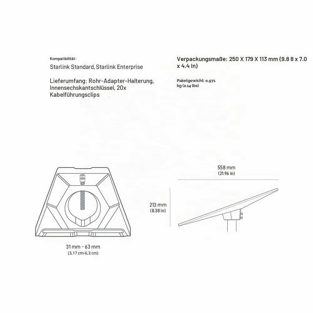 starlink Rohradapter für Standard Kit V4 grau