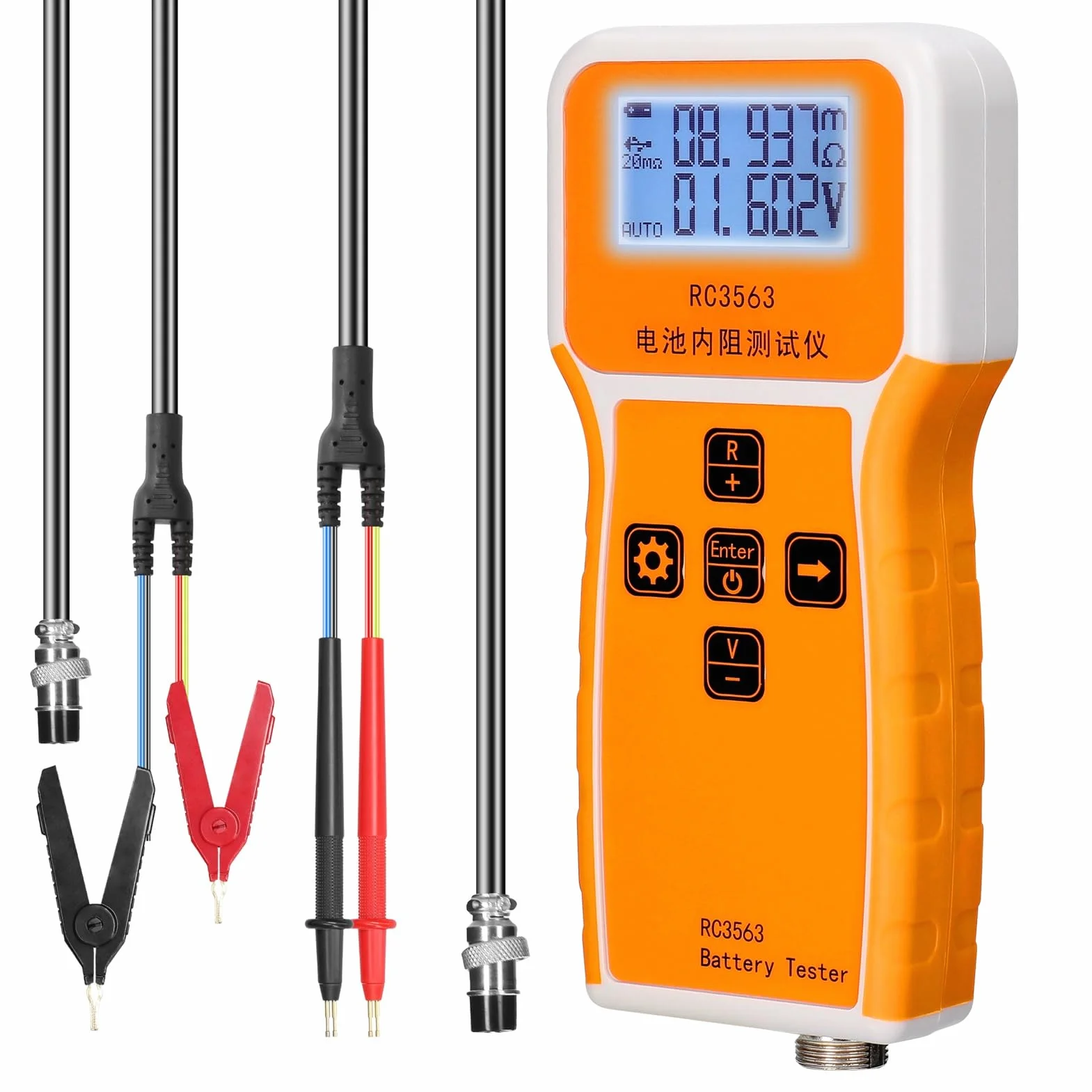 Handgehaltener Batterie-Innenwiderstandsspannungstester, RC3563 200Ω 100V, Batterietester mit 3-stelliger Anzeige, hochpräziser echter Vierleiter-AC-Lithium-Blei-Säure-Lithium-Batterietester