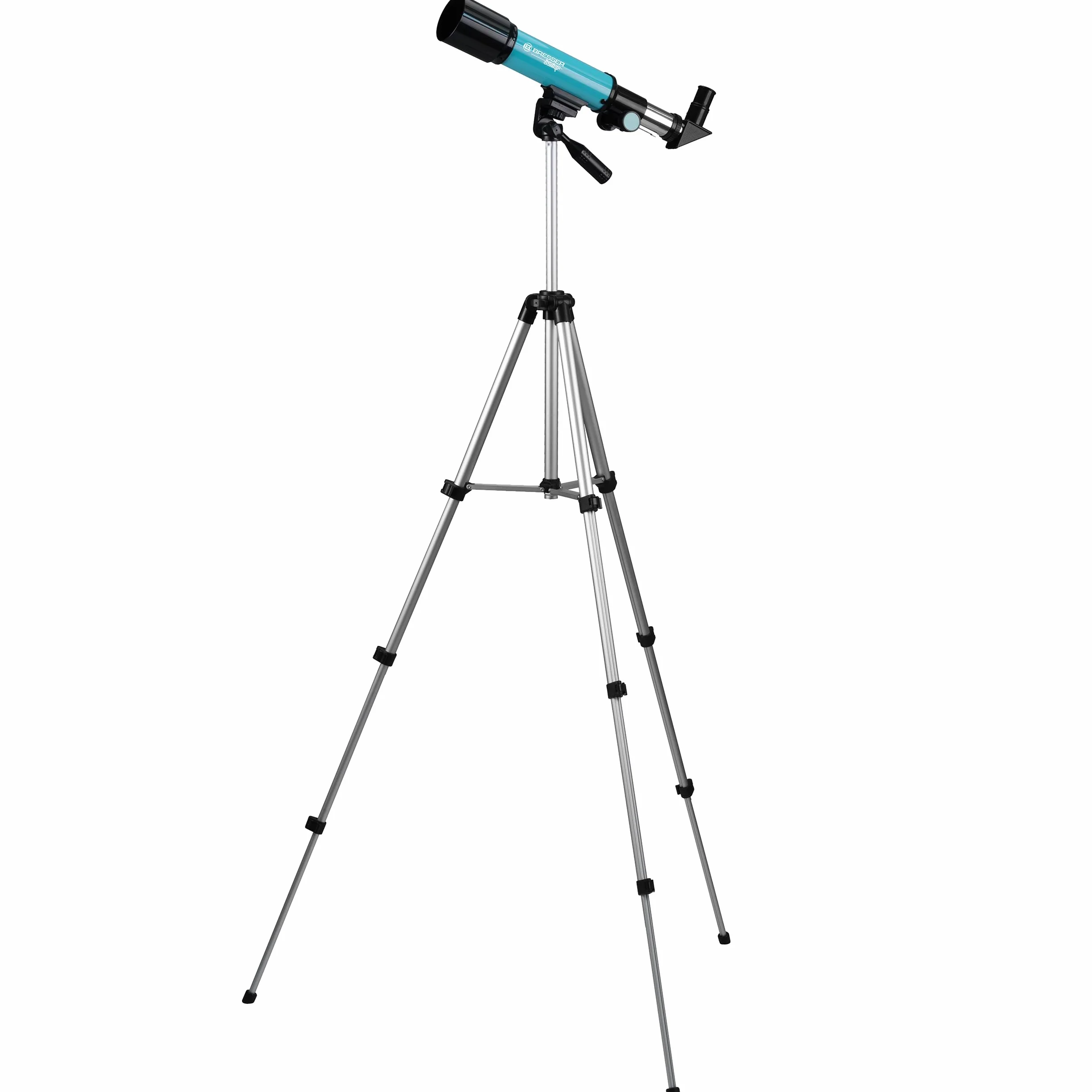 Bresser Junior Linsenteleskop 50/360 für Kinder - Astronomie Einsteigerset mit Zelt, Refraktor Teleskop, Stativ, Azimutale Montierung, Okulare und Zenitspiegel ,blau