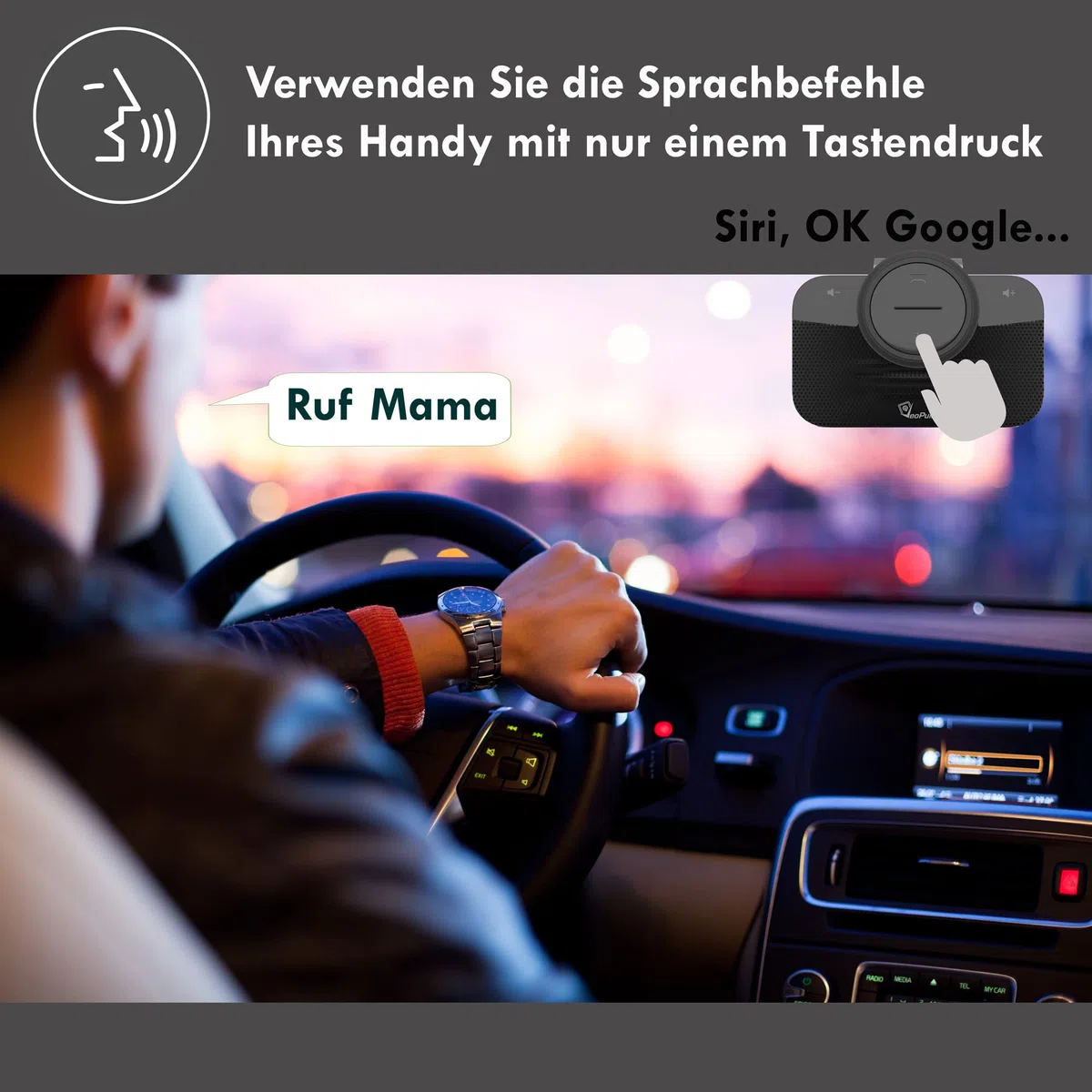 Freisprecheinrichtung Bluetooth Freisprechanlage VeoPulse B-PRO 2 mit Licht und automatischem Anschluss
