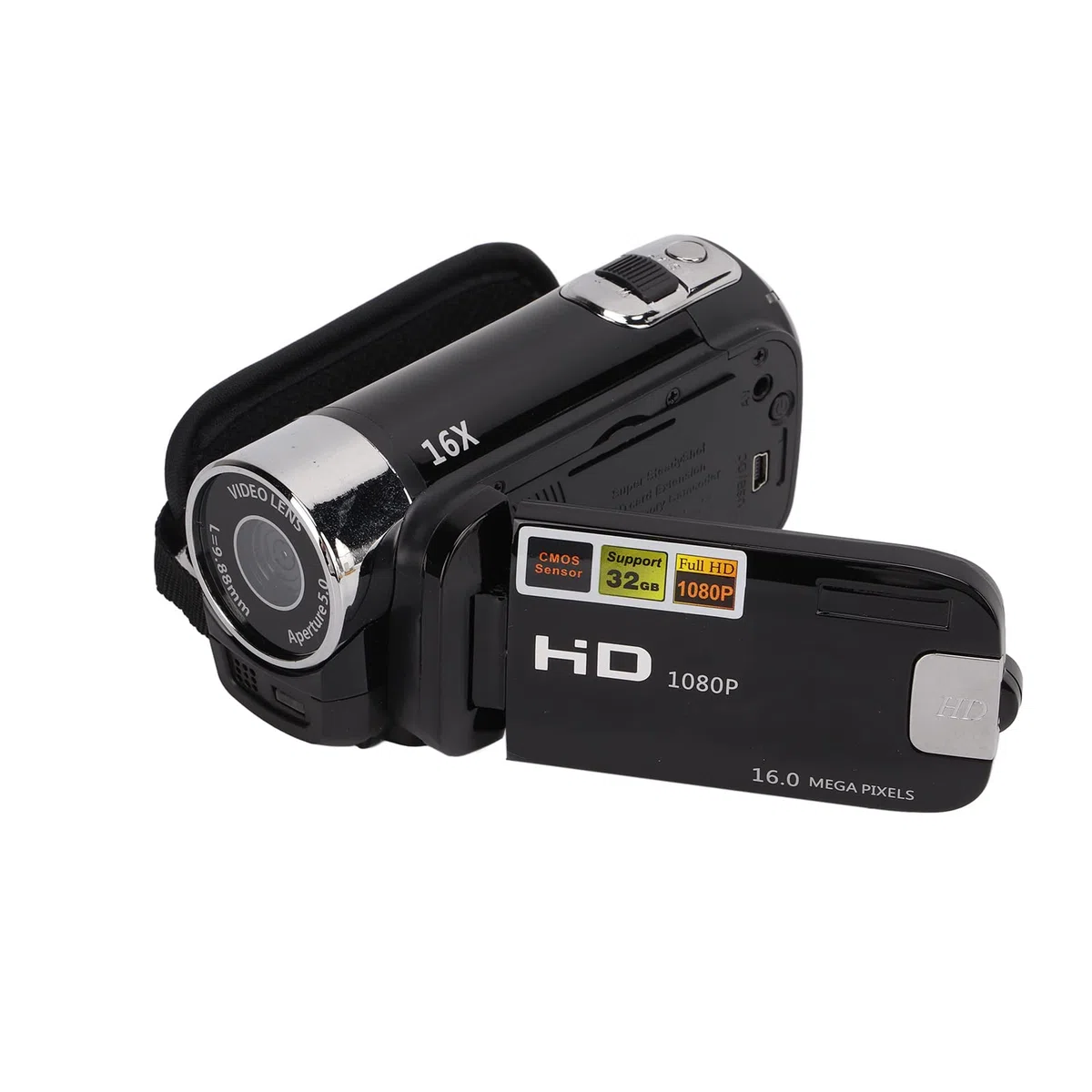 Videokamera-Camcorder Full HD 4K 48MP Kamerarecorder 2,7-Zoll-LCD-Display, 16-facher Zoom, USB-Schnittstelle, Eingebauter Blitz, 4K-Digital-Camcorder mit 1/4-Z