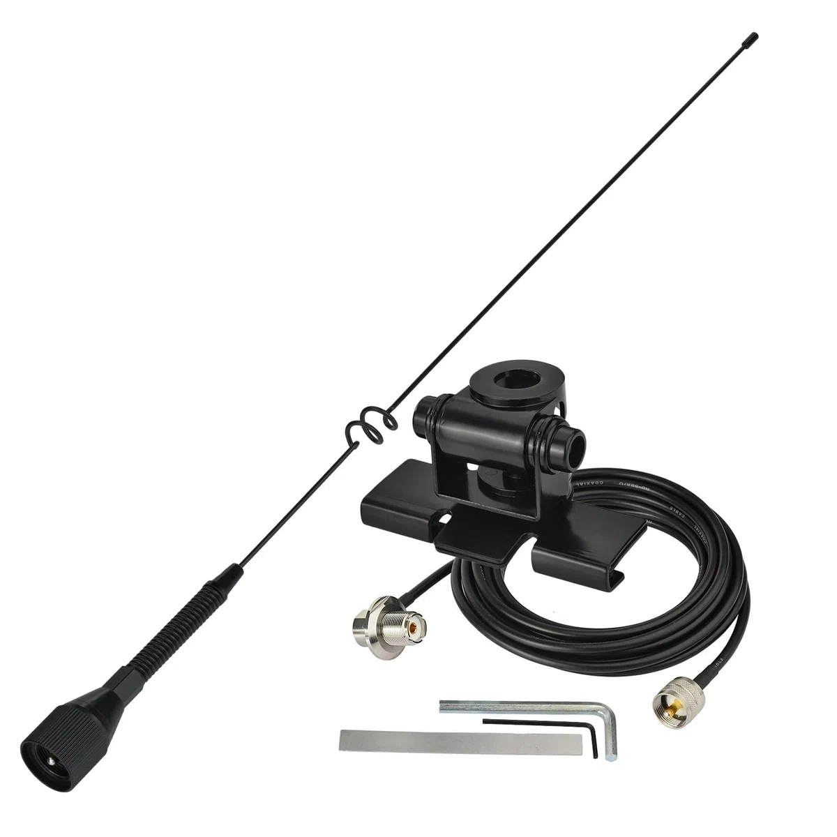 Bingfu Dualband VHF UHF Mobilfunkantenne 136–174MHz & 400–460MHz – 53cm Ham Antenne mit Halterung, PL259-Stecker und 5m Kabel für Zwei-Wege- und Amateurfunkgeräte