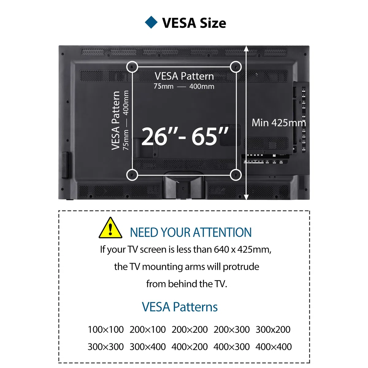 BONTEC TV-Deckenhalterung neigbar und schwenkbar mit 6-facher Höhenverstellung, Fernsehhalterung für 26-65 Zoll bis 45 kg, TV Halterung Decke VESA 100x100-400x400, geeignet für Dachschrägen und Wand