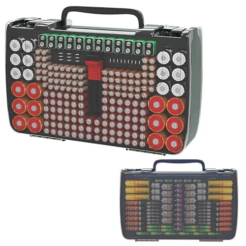 269 Batterien Batteriebox mit Batterietester, Double-Sided Batterie Aufbewahrungsbox, Tasche Hält AA AAA 4A C D Cell 9V 3V Lithium LR44 CR2 CR123 (Hellgrau)