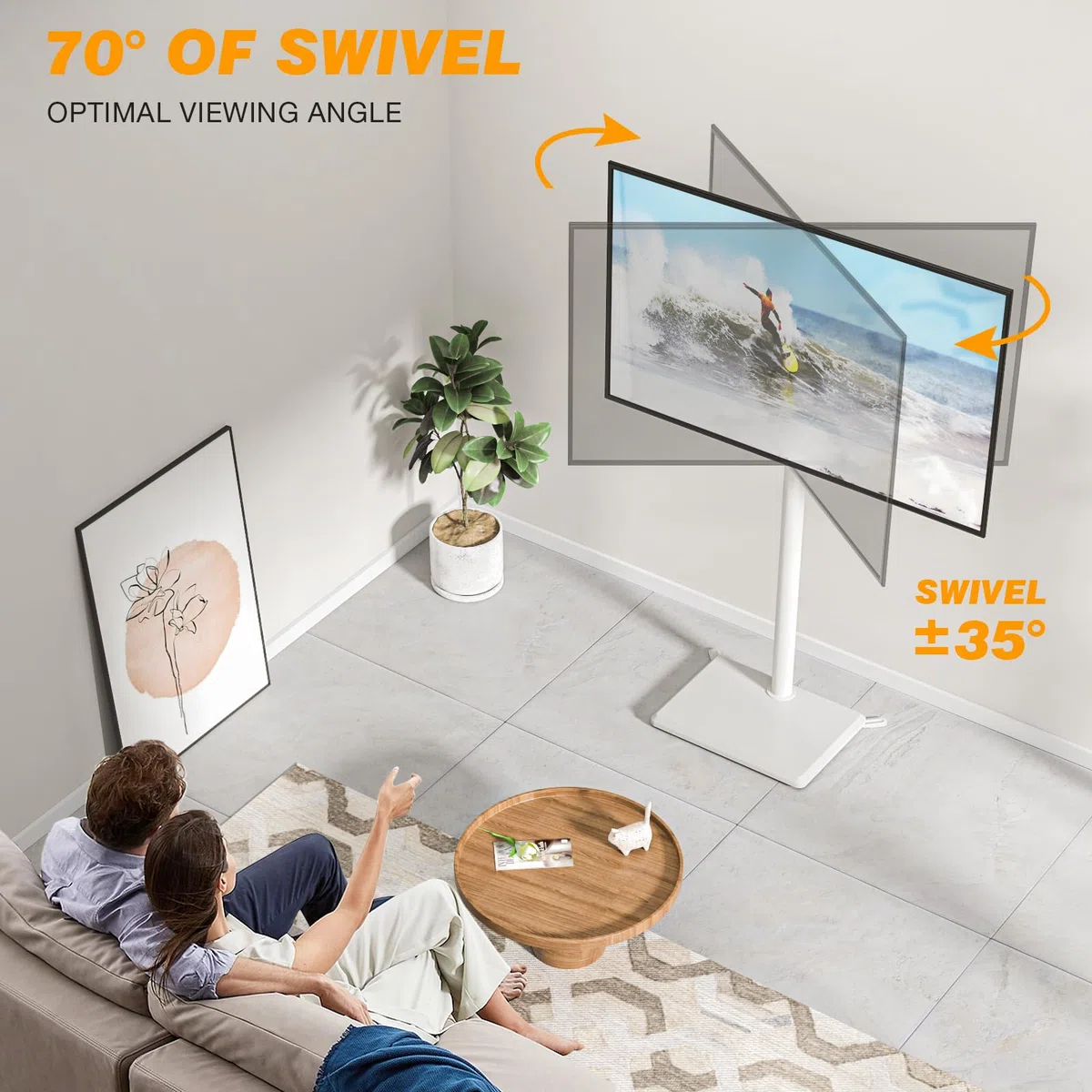 TVON TV Ständer TV Bodenständer für 32-60 Zoll Fernseher Standfuß Fernsehstand höhenverstellbar schwenkbar Max. VESA 400x400 mm bis 40 kg