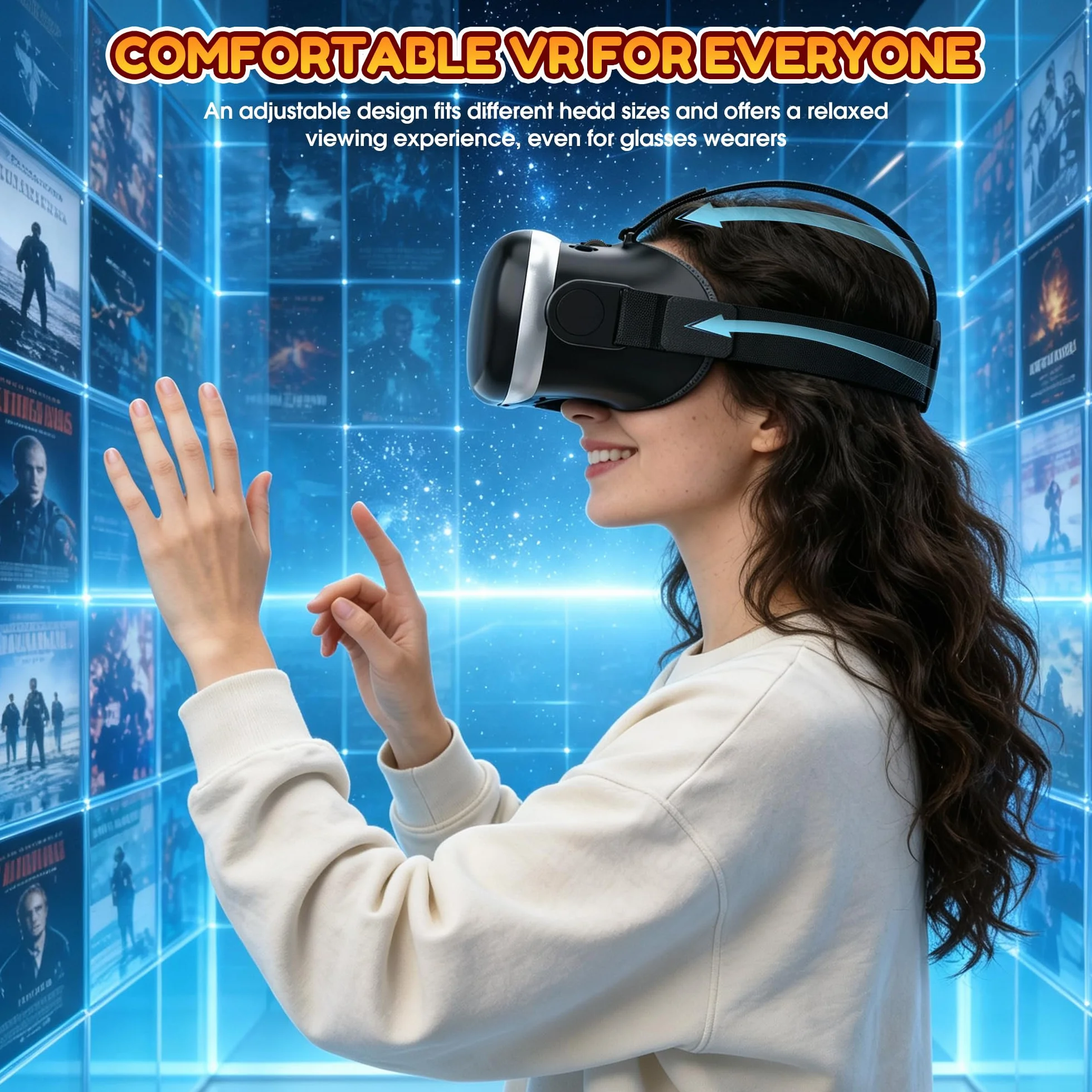 XWP VR Brille Handy, 3D Virtual Reality Headset Für Smartphone, Kompatibel Mit iPhone/Android (4.7–7.0"), Mit HD-Optiklinse, Perfekt Für Lernen, Gaming&Filme, Geburtstagsgeschenk Für Kinder & Familie